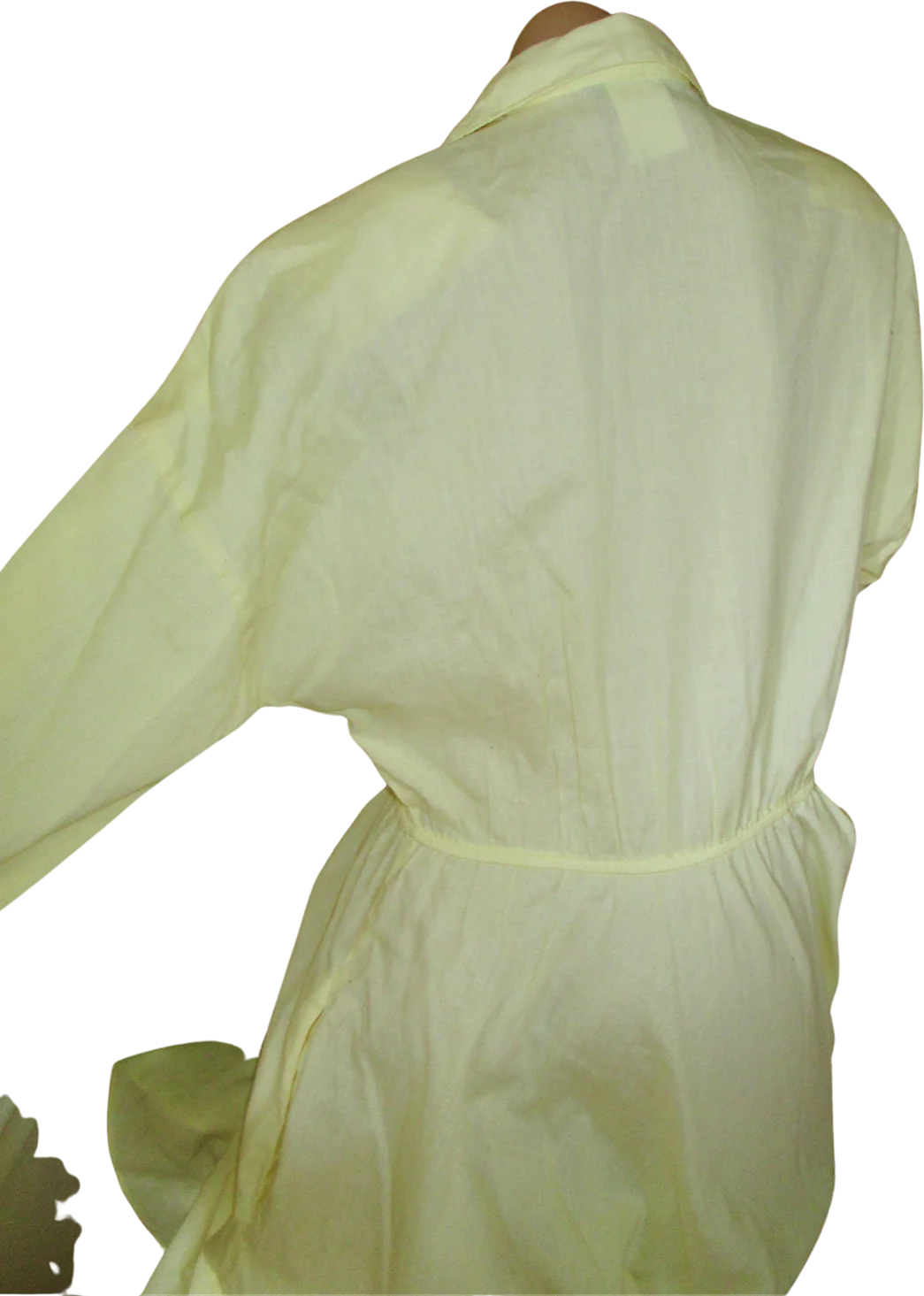70s/80s Light Yellow Shirtdress With Dropped Sleeves By The American Shirtdress - Image 3