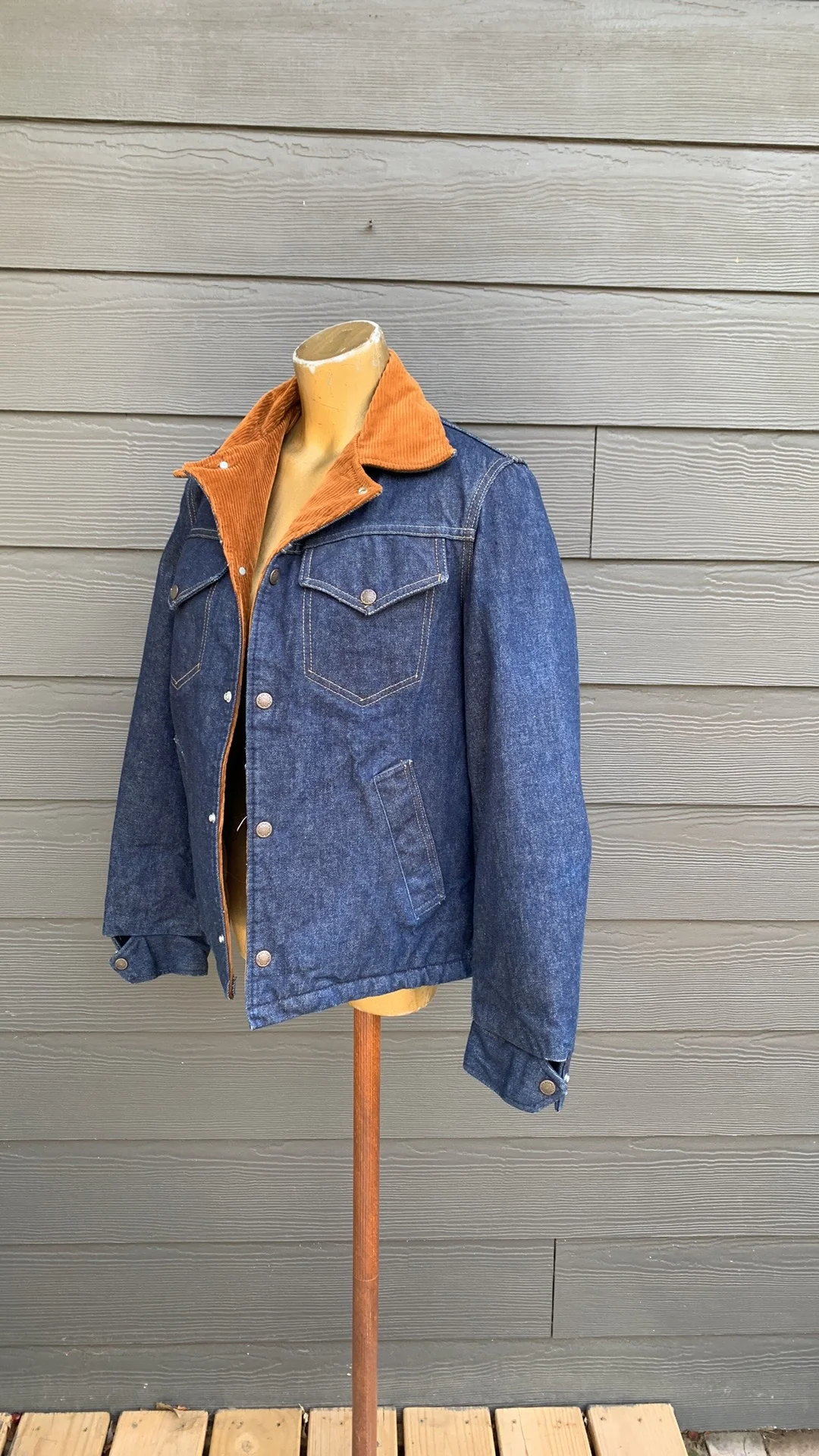 70s/80s Lined Denim Jacket With Corduroy Collar By Sedgefield - Image 11