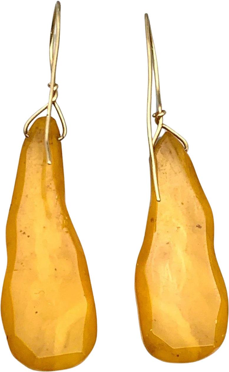 70s/80s Long Butterscotch Amber Earrings With 14k Wires - Image 2