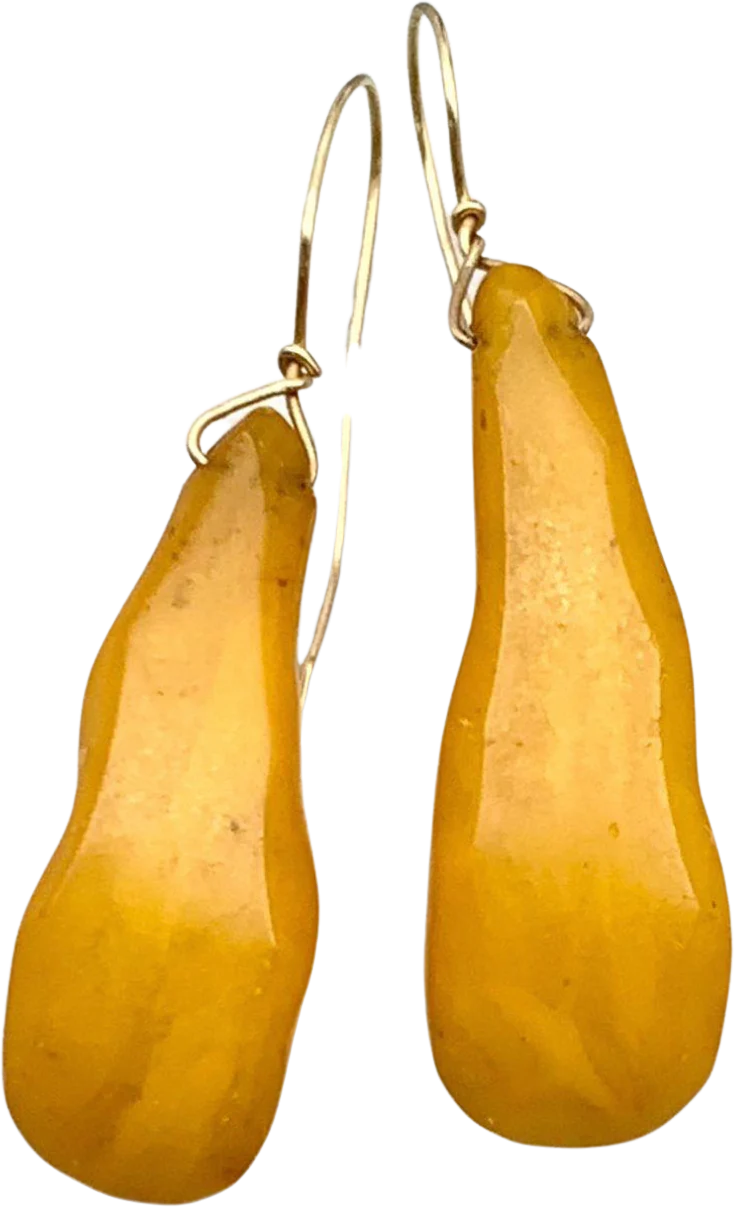 70s/80s Long Butterscotch Amber Earrings With 14k Wires - Image 4
