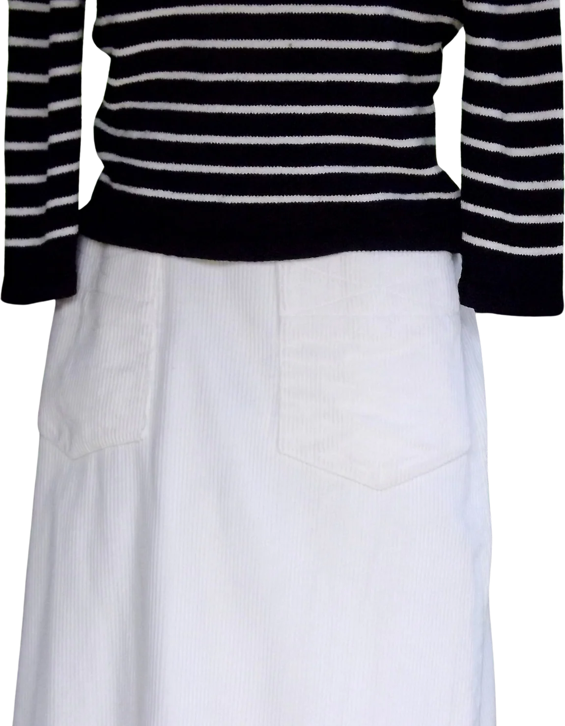70s/80s Long Floor Length White Corduroy Big Pocket Skirt By Emily Just Emily - Image 2