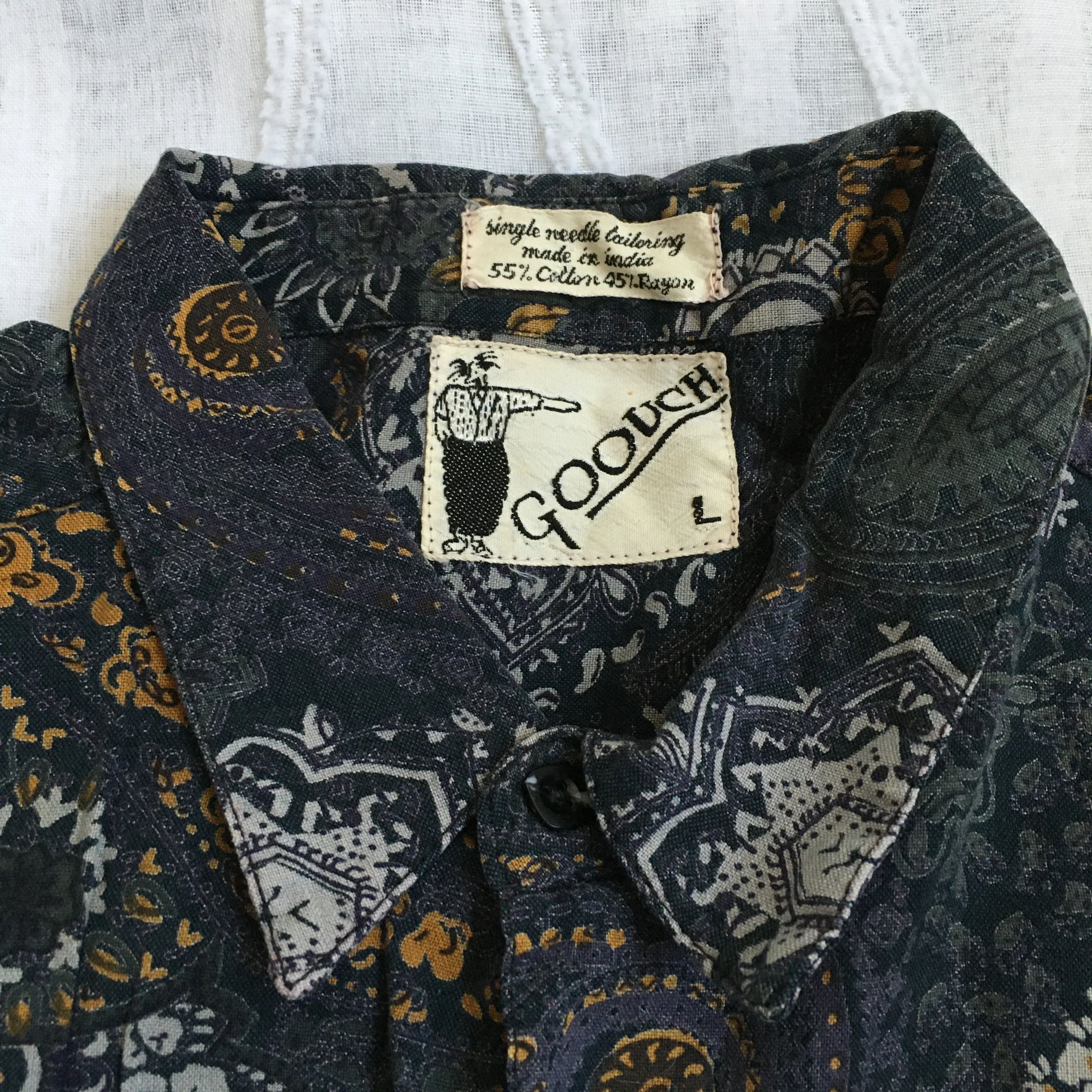 70s/80s Long Sleeves Paisley Party Shirt With Pocket By Goouch - Image 4