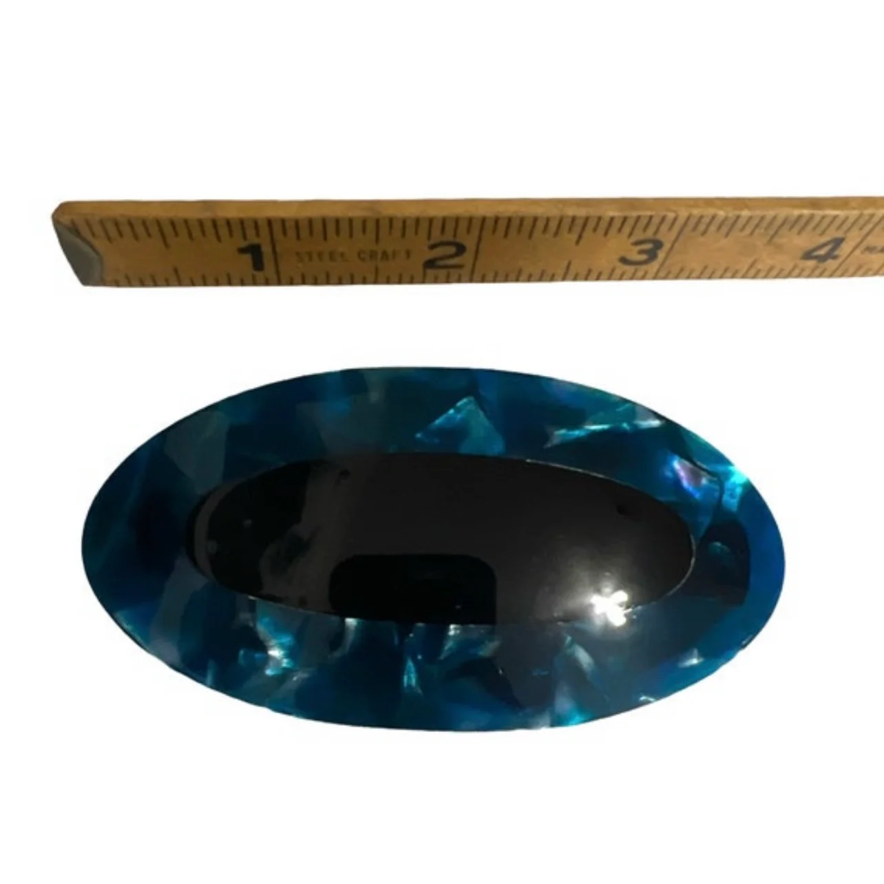 70s/80s Marbled Blue Xl Oval French Barrette Deadstock - Image 3
