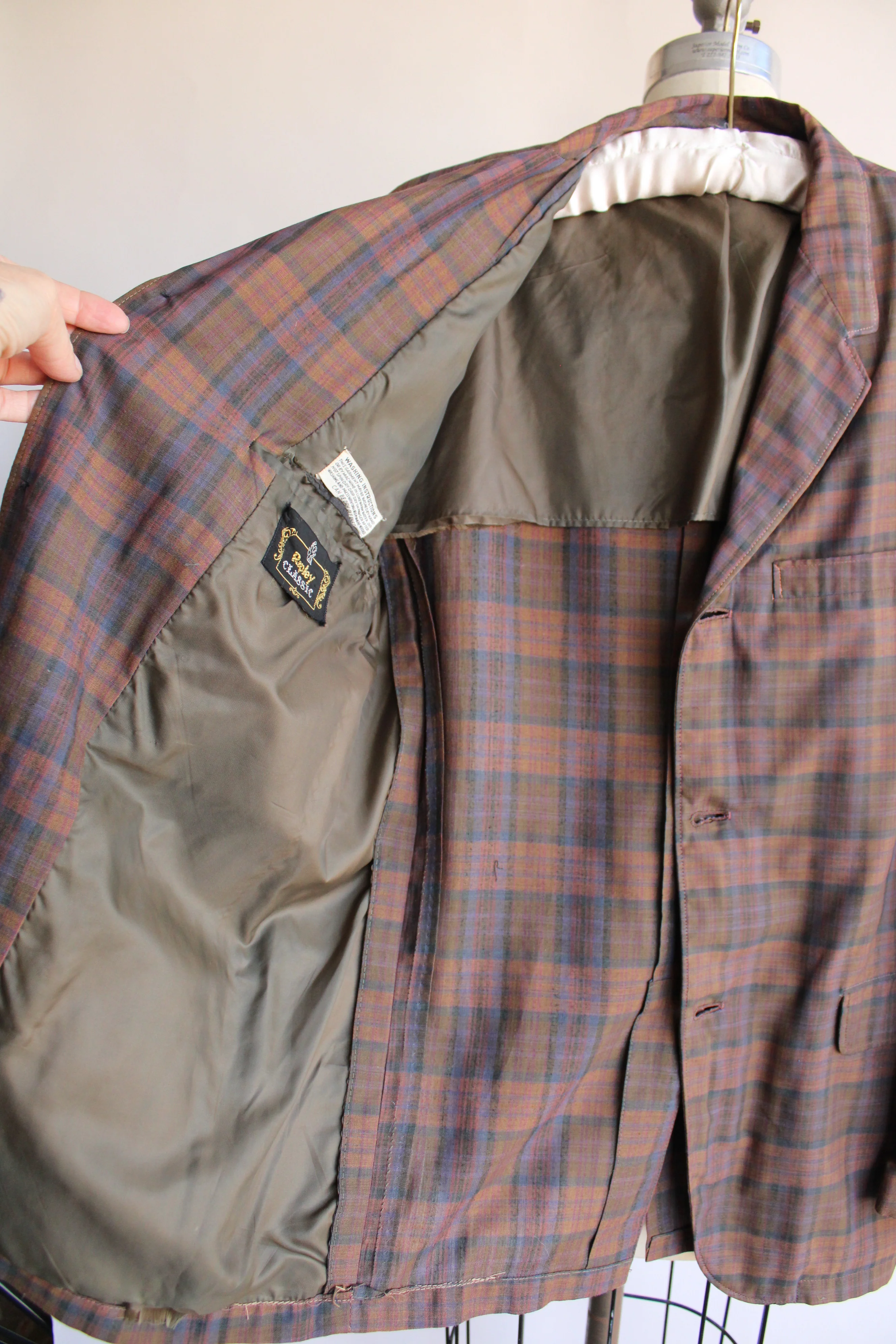 70s/80s Mens Lightweight Plaid Blazer By Ripley Classic - Image 10