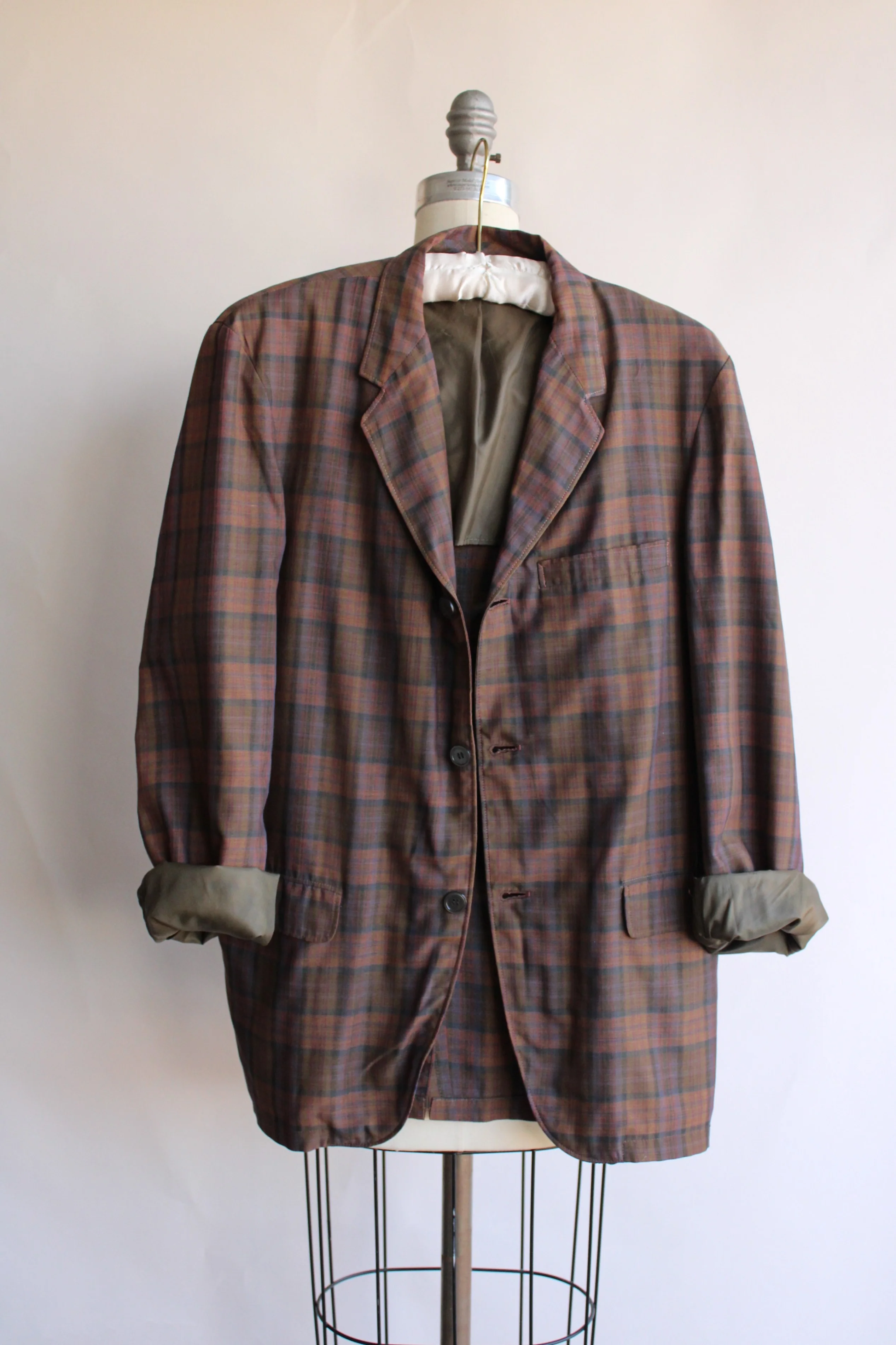 70s/80s Mens Lightweight Plaid Blazer By Ripley Classic - Image 2