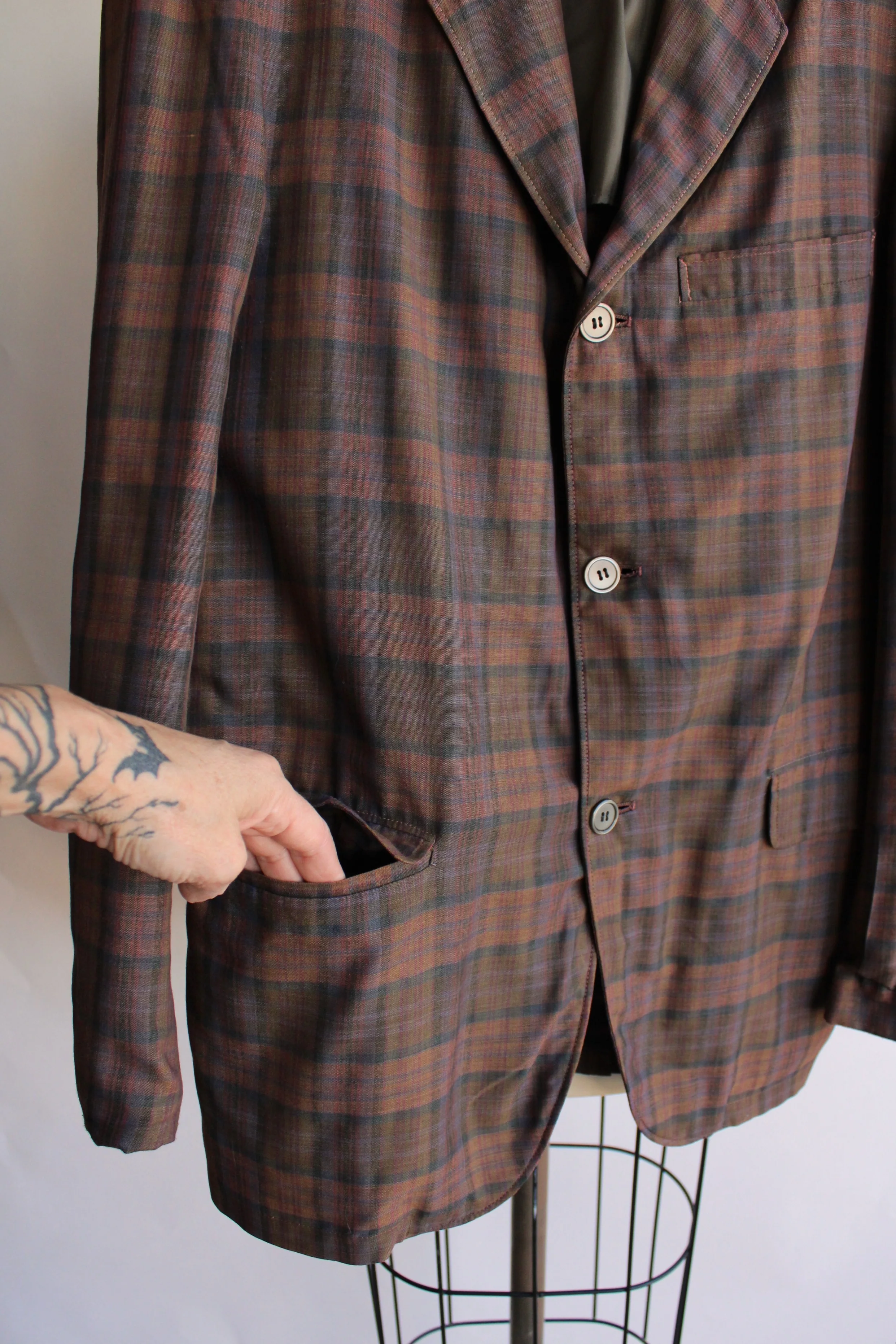 70s/80s Mens Lightweight Plaid Blazer By Ripley Classic - Image 5