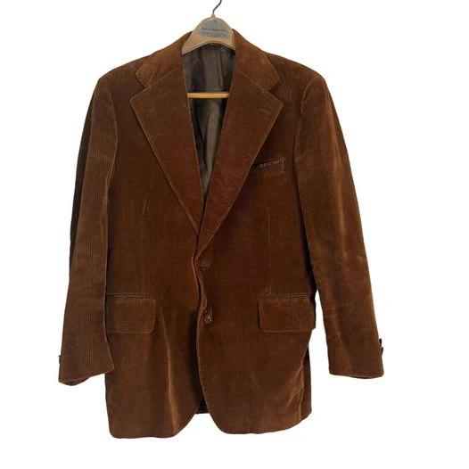 70s/80s Men's Rust Brown Corduroy Blazer Jacket L By Palm Beach - Image 3