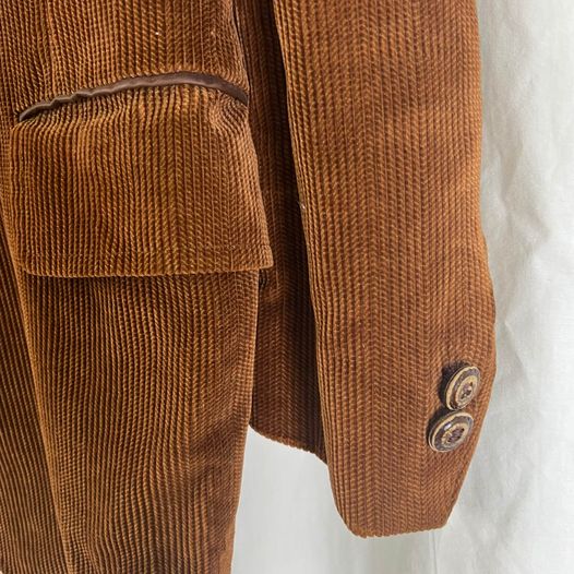 70s/80s Men's Rust Brown Corduroy Blazer Jacket L By Palm Beach - Image 4