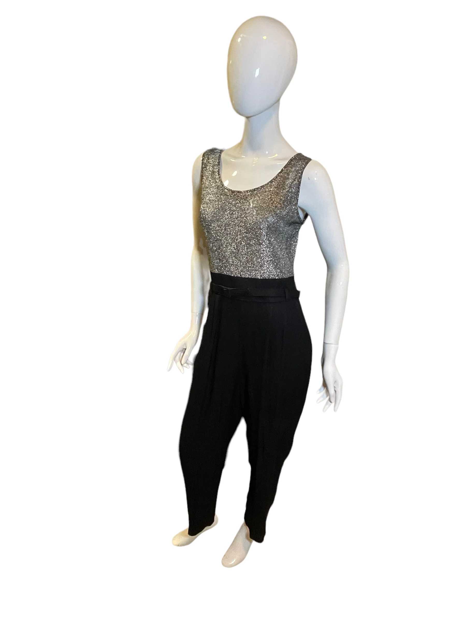 70s/80s Metallic Lurex Belted Coordinated Jumpsuit Set By John Roberts - Image 5