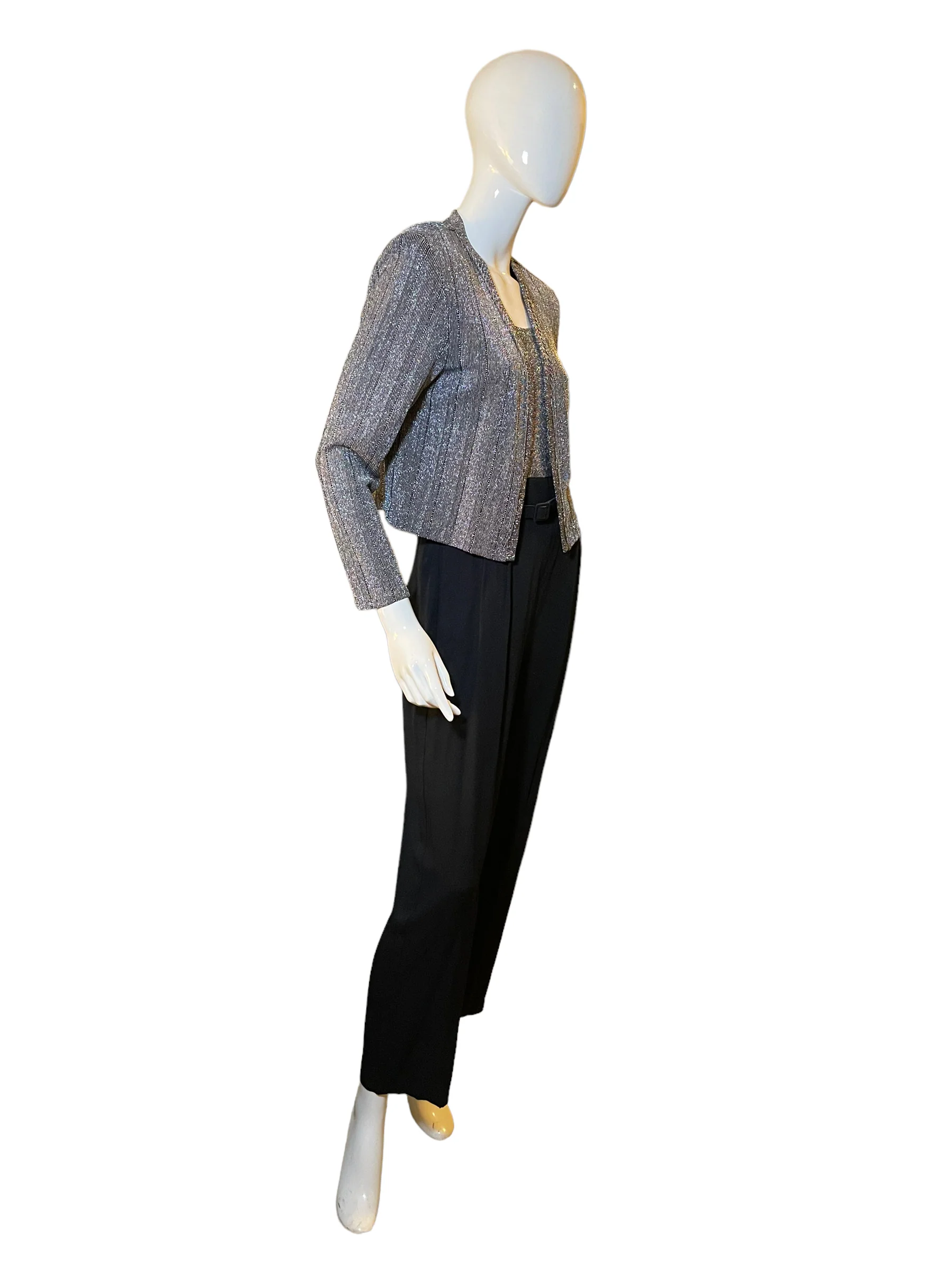 70s/80s Metallic Lurex Belted Coordinated Jumpsuit Set By John Roberts - Image 7