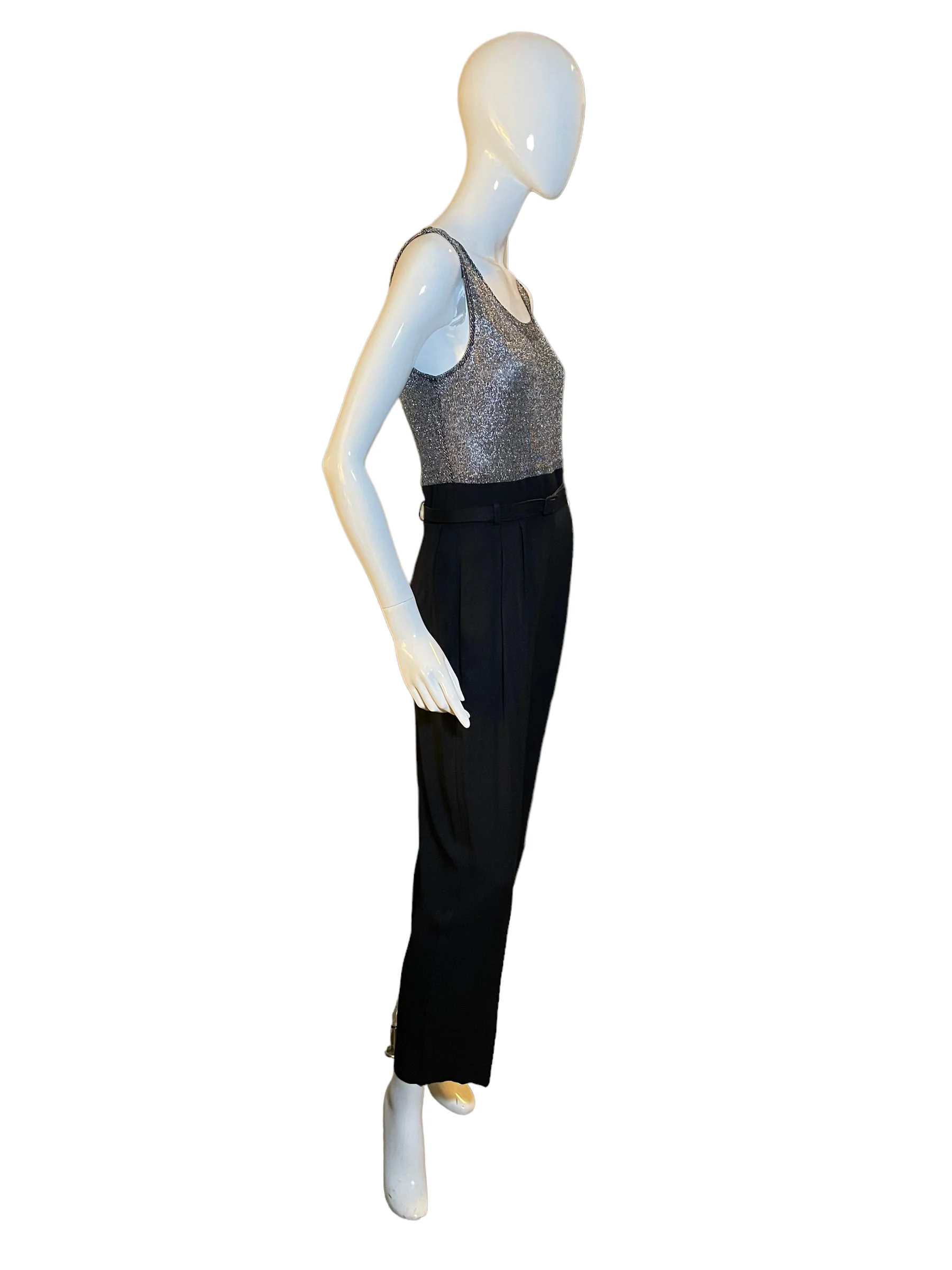 70s/80s Metallic Lurex Belted Coordinated Jumpsuit Set By John Roberts - Image 9