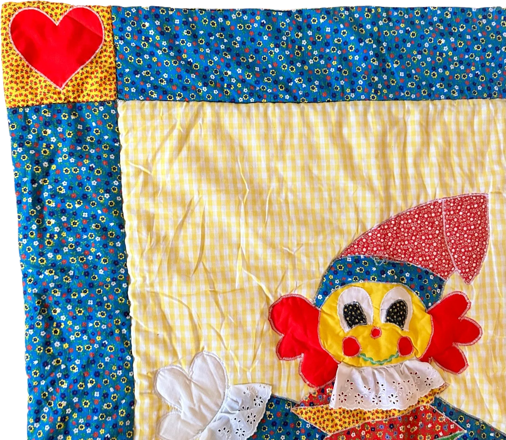 70s/80s Multicolor Jack In The Box Baby Quilt Blanket - Image 2
