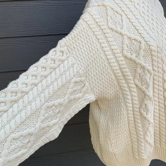 70s/80s Murano Wool Soft Cable Knit Irish Fishermans Sweat by Carraigdonn - Image 6
