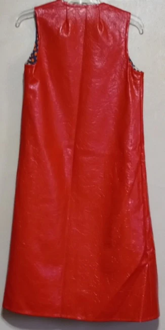 70s/80s Neon Orange Polkadots Reversible Red Faux Leather - Image 4