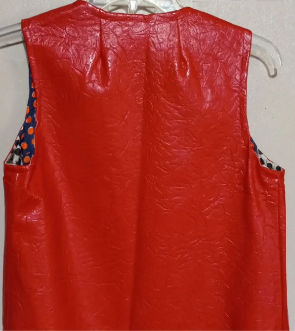 70s/80s Neon Orange Polkadots Reversible Red Faux Leather - Image 7