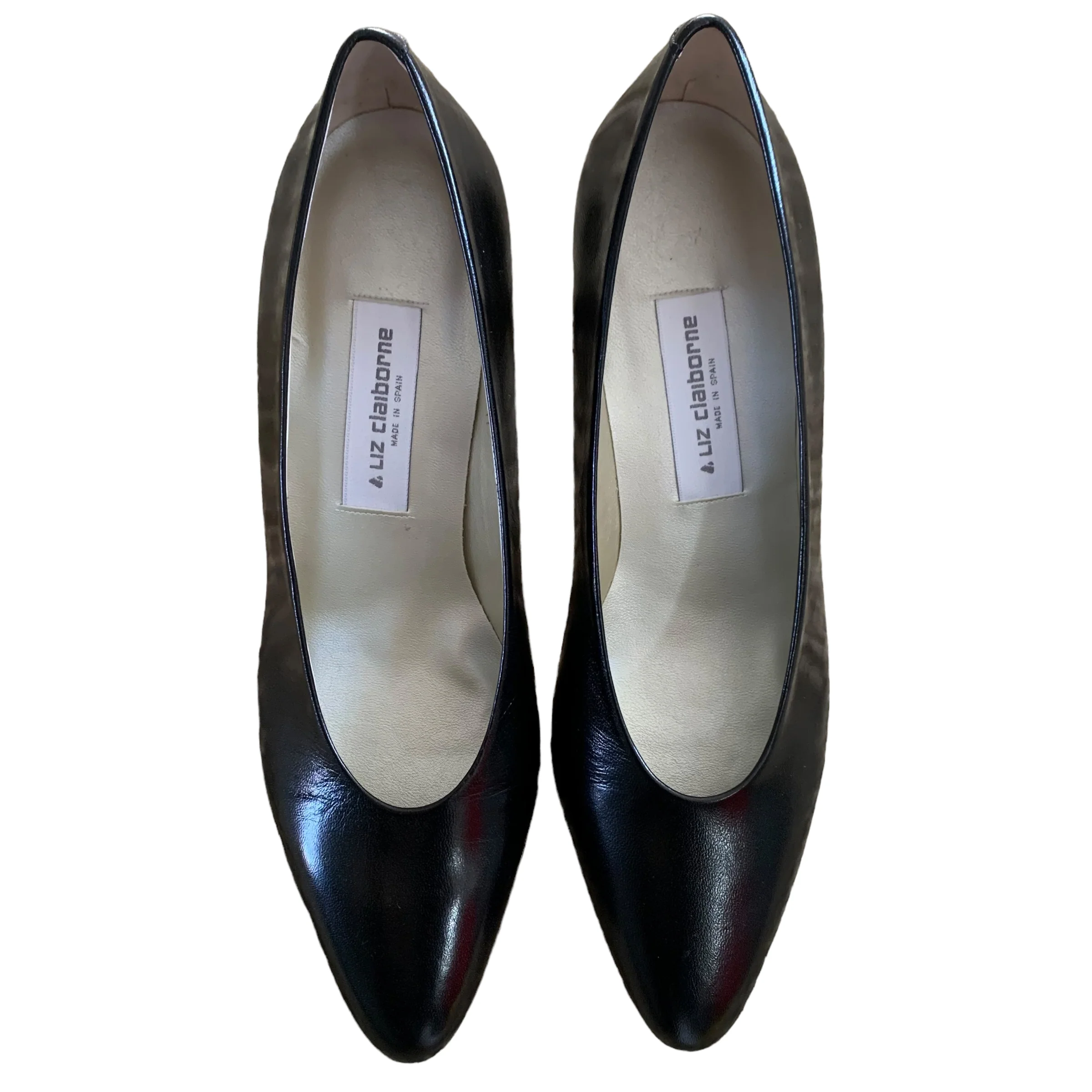 70s/80s New Made In Italy Black Leather Low Heel Pumps by Liz Clairborne - Image 3