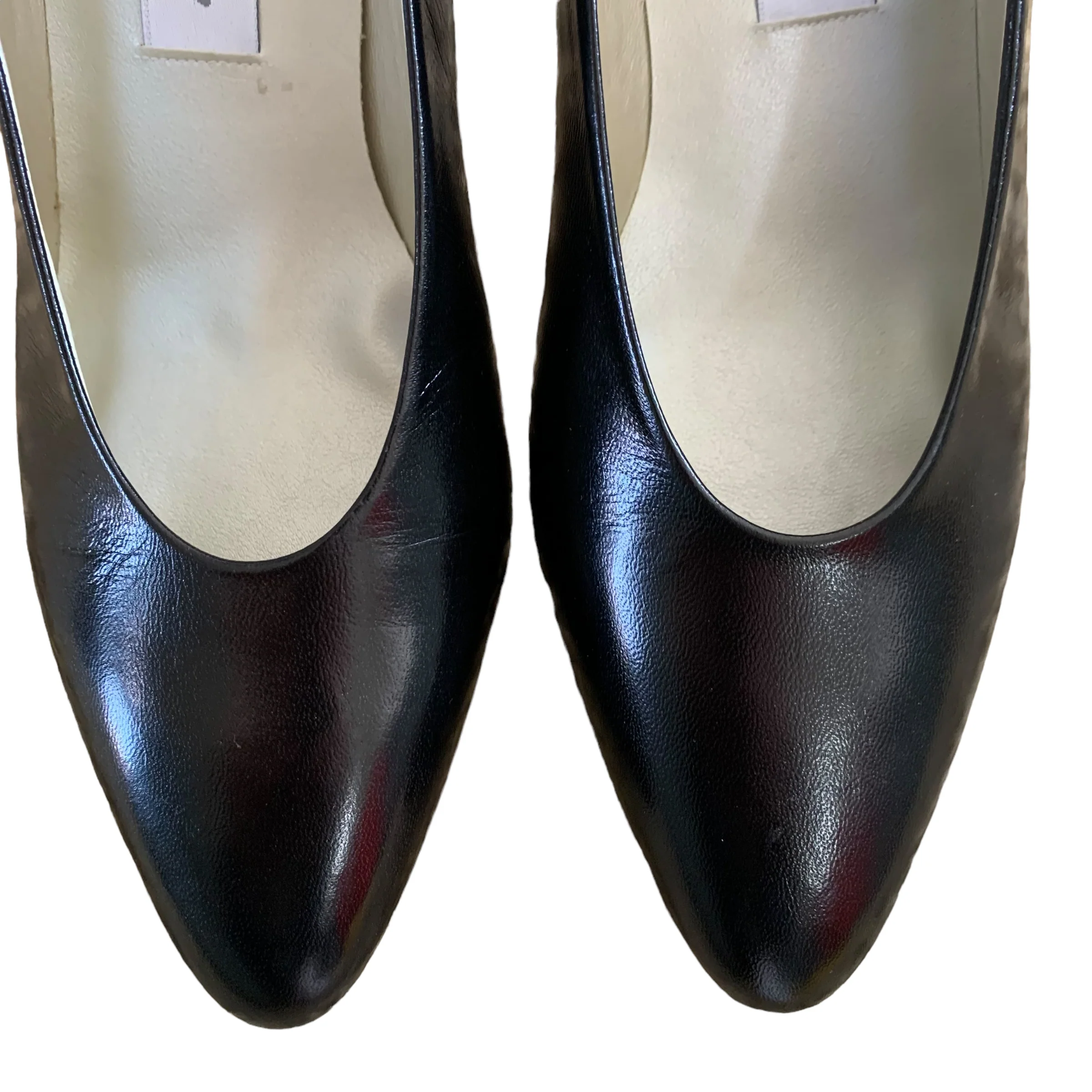 70s/80s New Made In Italy Black Leather Low Heel Pumps by Liz Clairborne - Image 4
