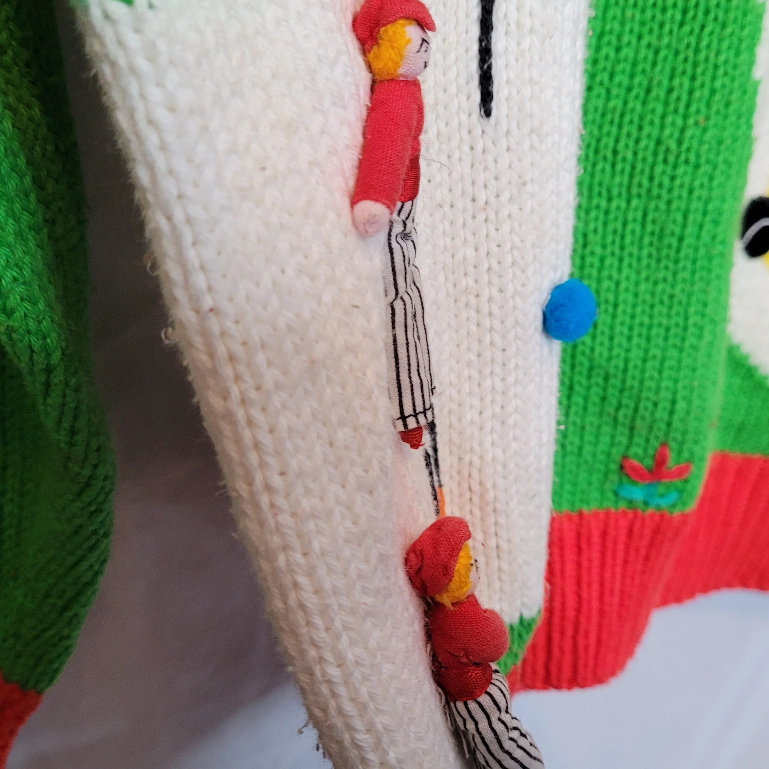 70s/80s Novelty 3d Golf Sweater Design Handmade Peru Large By Cotton Salsa - Image 4