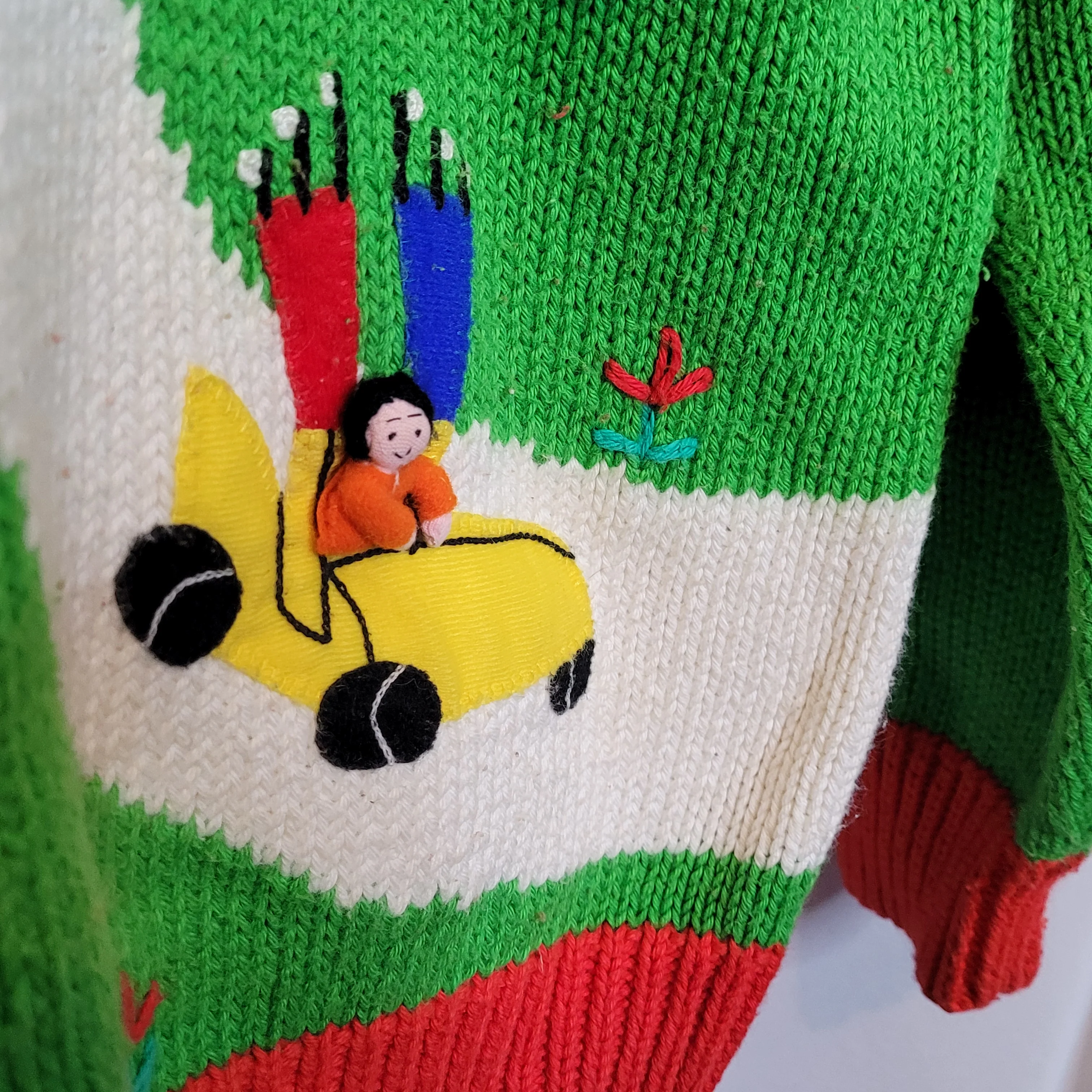70s/80s Novelty 3d Golf Sweater Design Handmade Peru Large By Cotton Salsa - Image 5