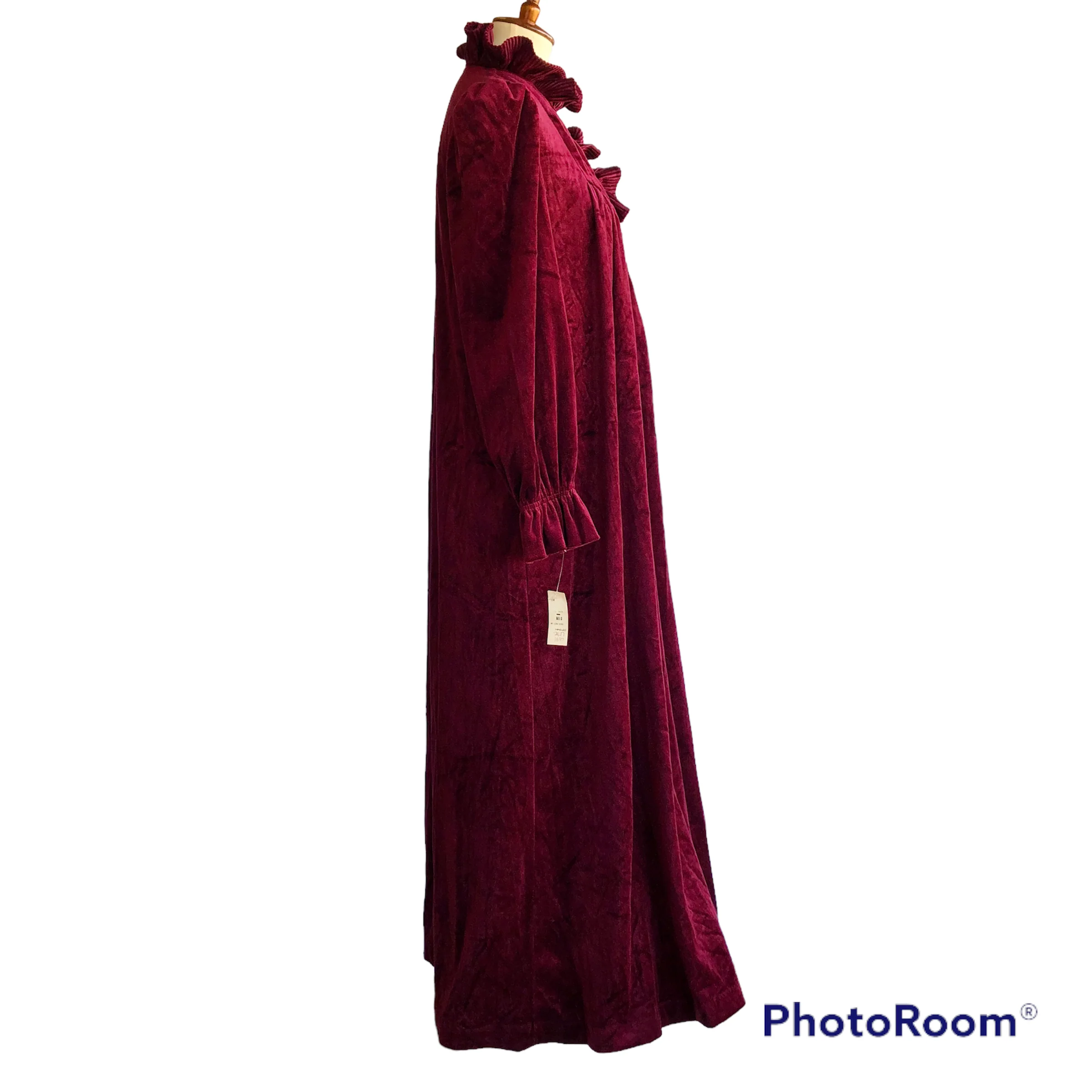 70s/80s Nwt Burgundy Velour Long Robe Size Medium By Gilligan & O'malley - Image 6
