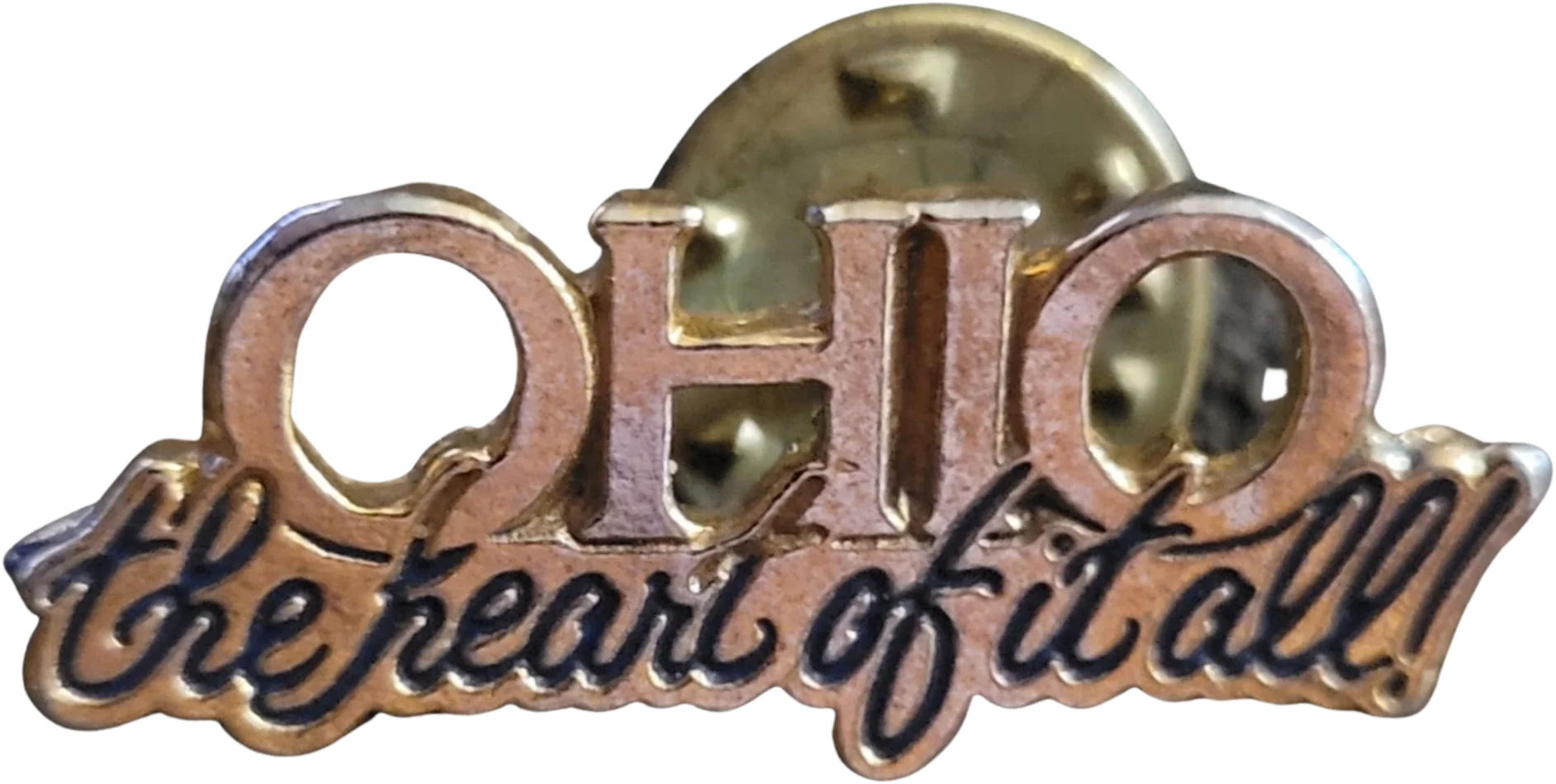 70s/80s Ohio The Heart Of It All Pin Gold District 65 By Ohio