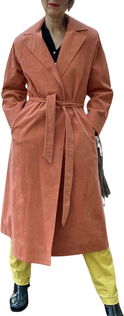 70s/80s Orange Skinner Ultrasuede Trench Coat By Gino Rossi for Wilson