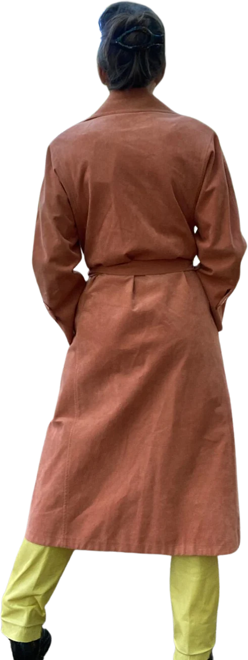 70s/80s Orange Skinner Ultrasuede Trench Coat By Gino Rossi for Wilson - Image 2