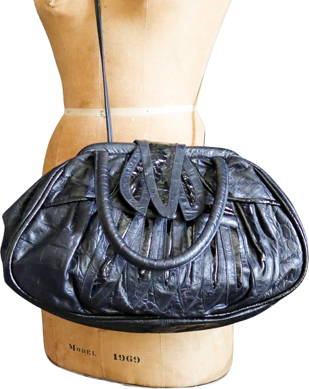 70s/80s Oversized Embossed Patchwork Leather Purse