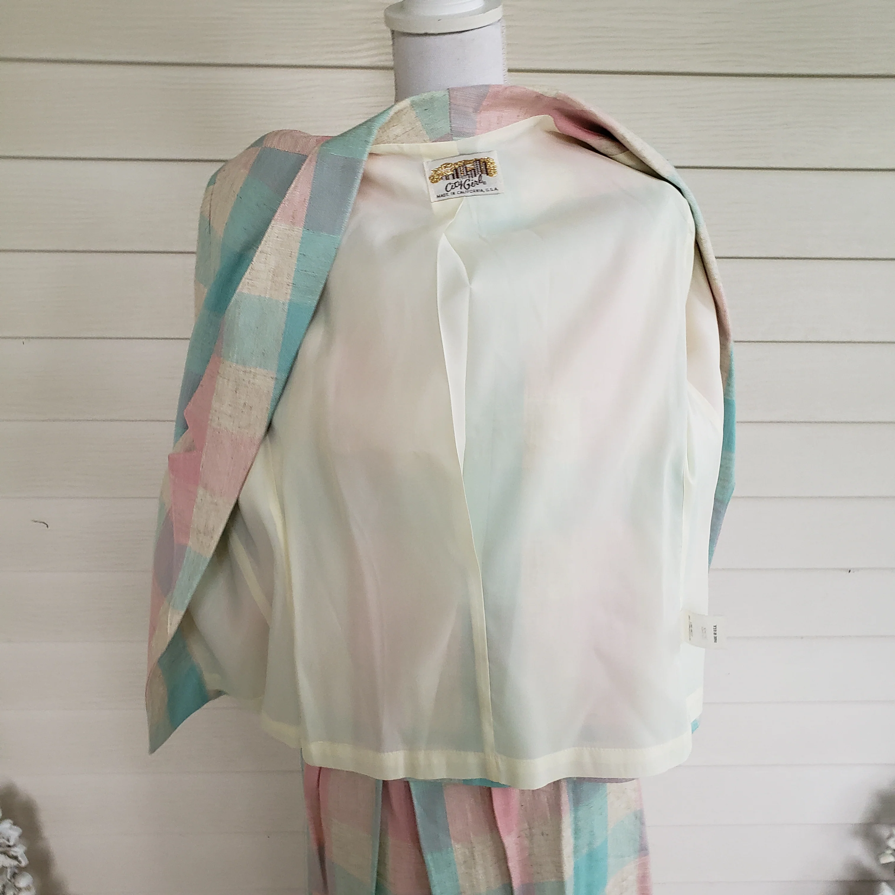 70s/80s Pastel Striped Jacket And Skirt Suit Set By City Girl - Image 11