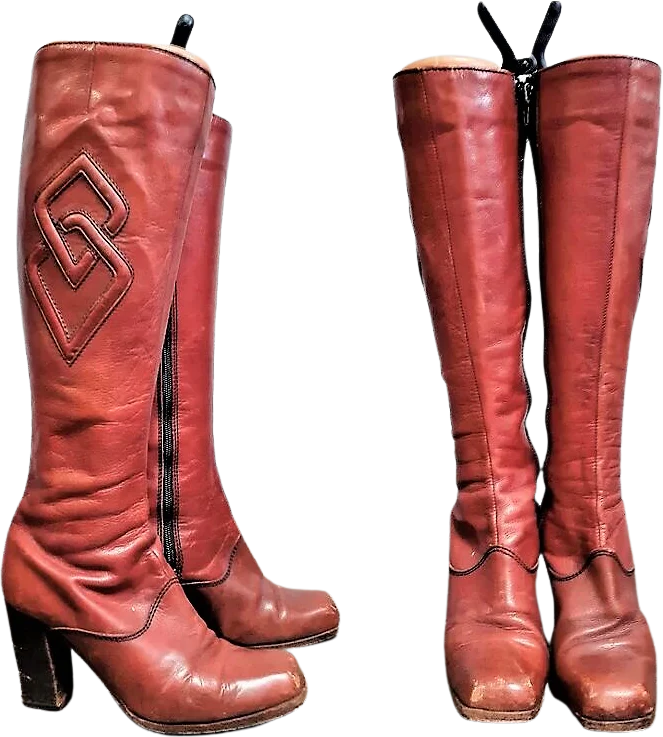 70s/80s Penny Lane Embroidered Leather Boots - Image 2