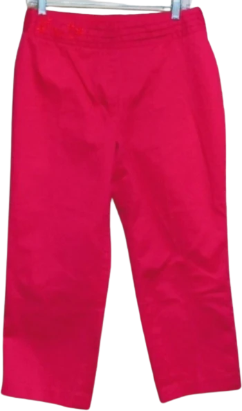 70s/80s Pink Cotton Spandex Embroidery Waist Capri Pan By Oscar de la Renta