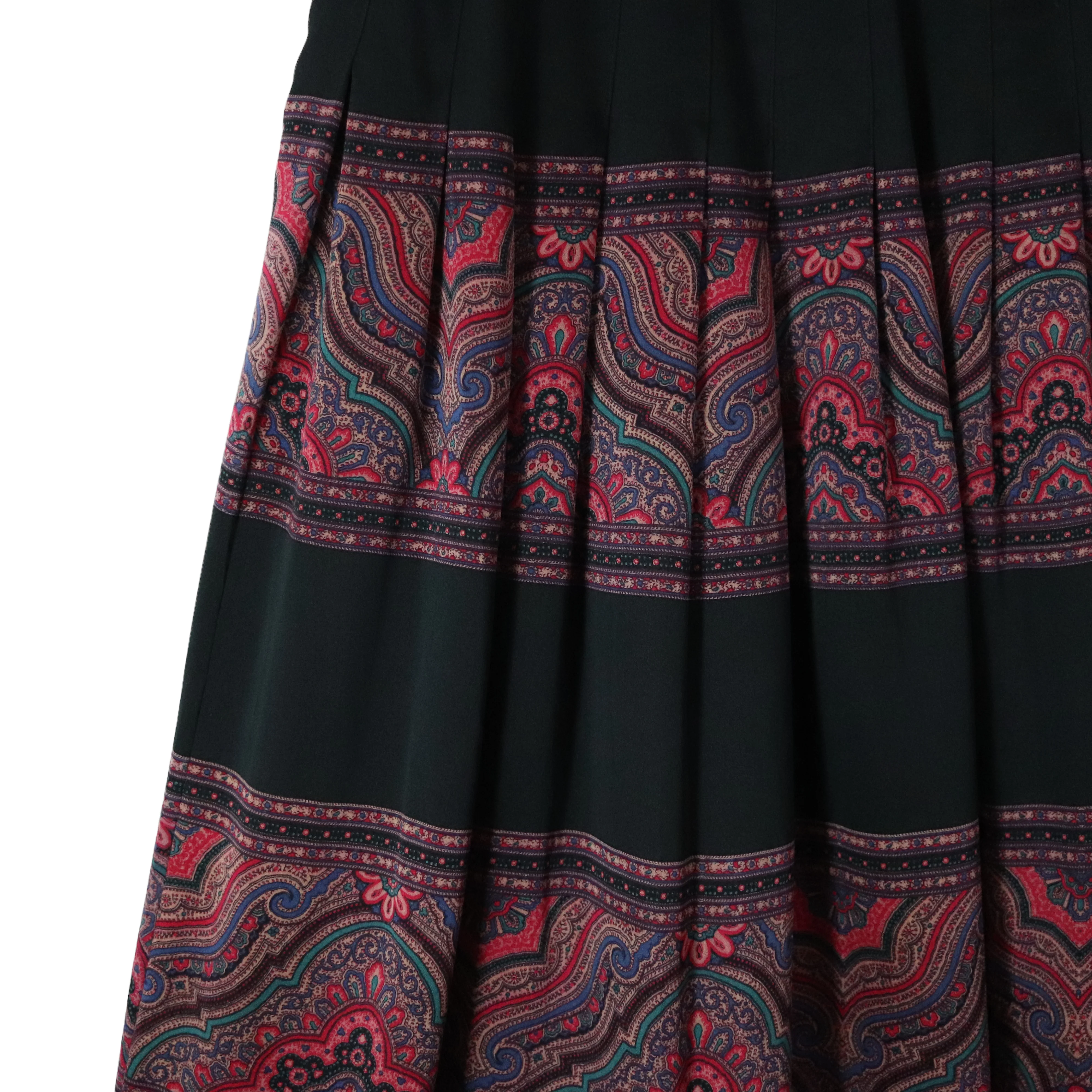 70s/80s Pleated Paisley Pure Silk Maxi Skirt By The Talbots - Image 7