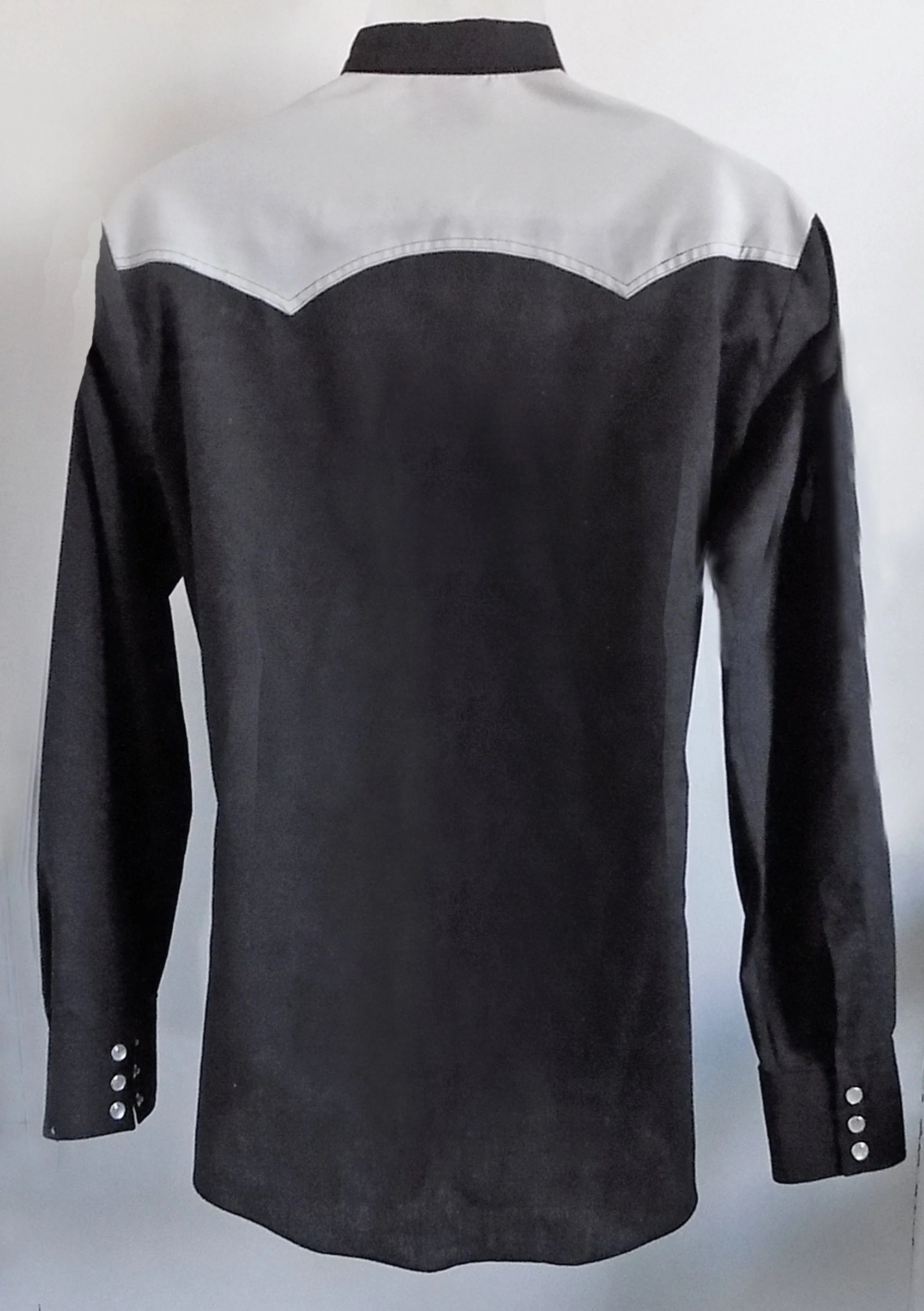 70s 80s Poly Cotton Cowboy Shirt M Saturday's In California Black and Gray Pearl Snap Closures Mint Unisex - Image 4