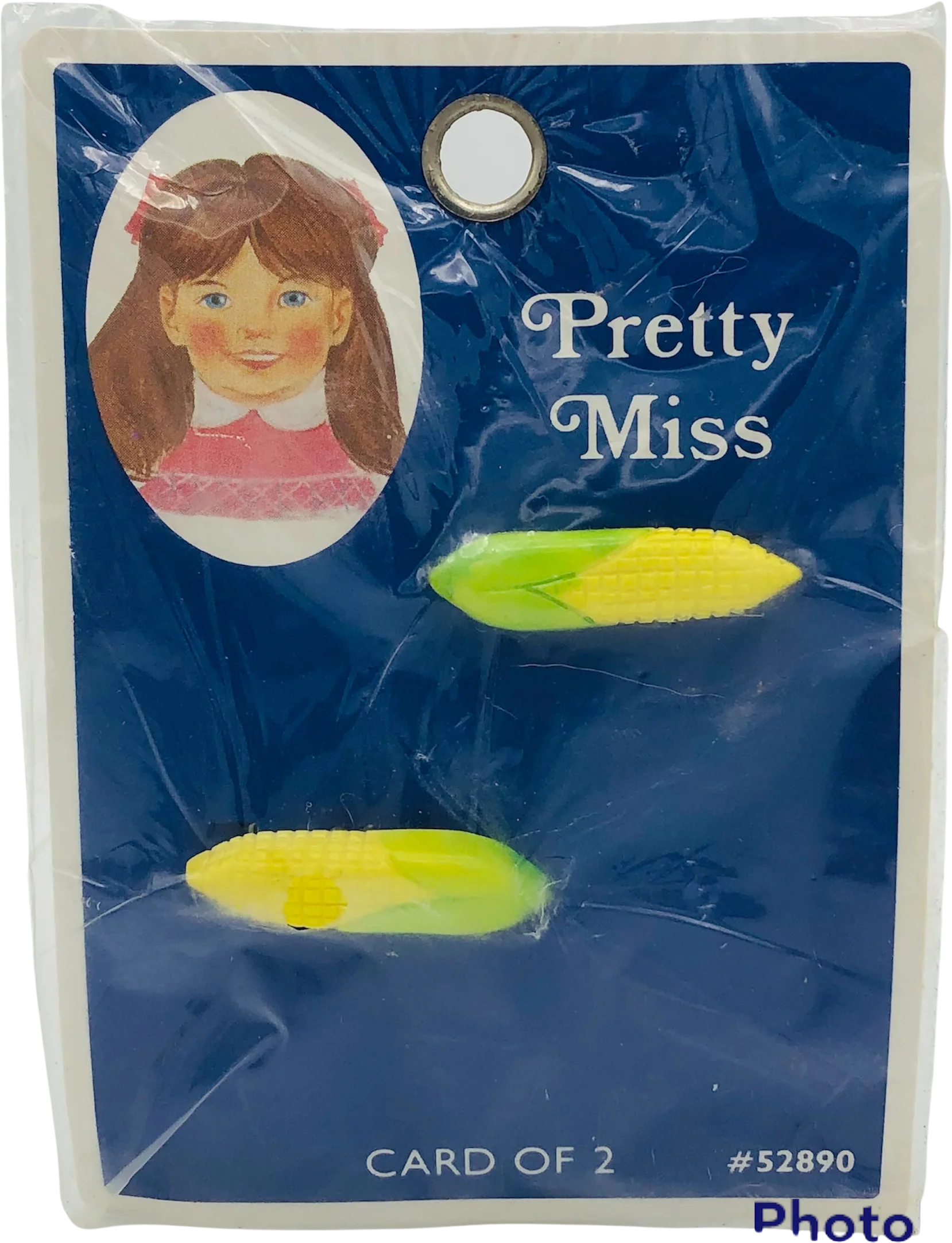 70s/80s Pretty Miss Ear Of Corn Hair Barrettes Card Of 2 By Tip-Top Corporation