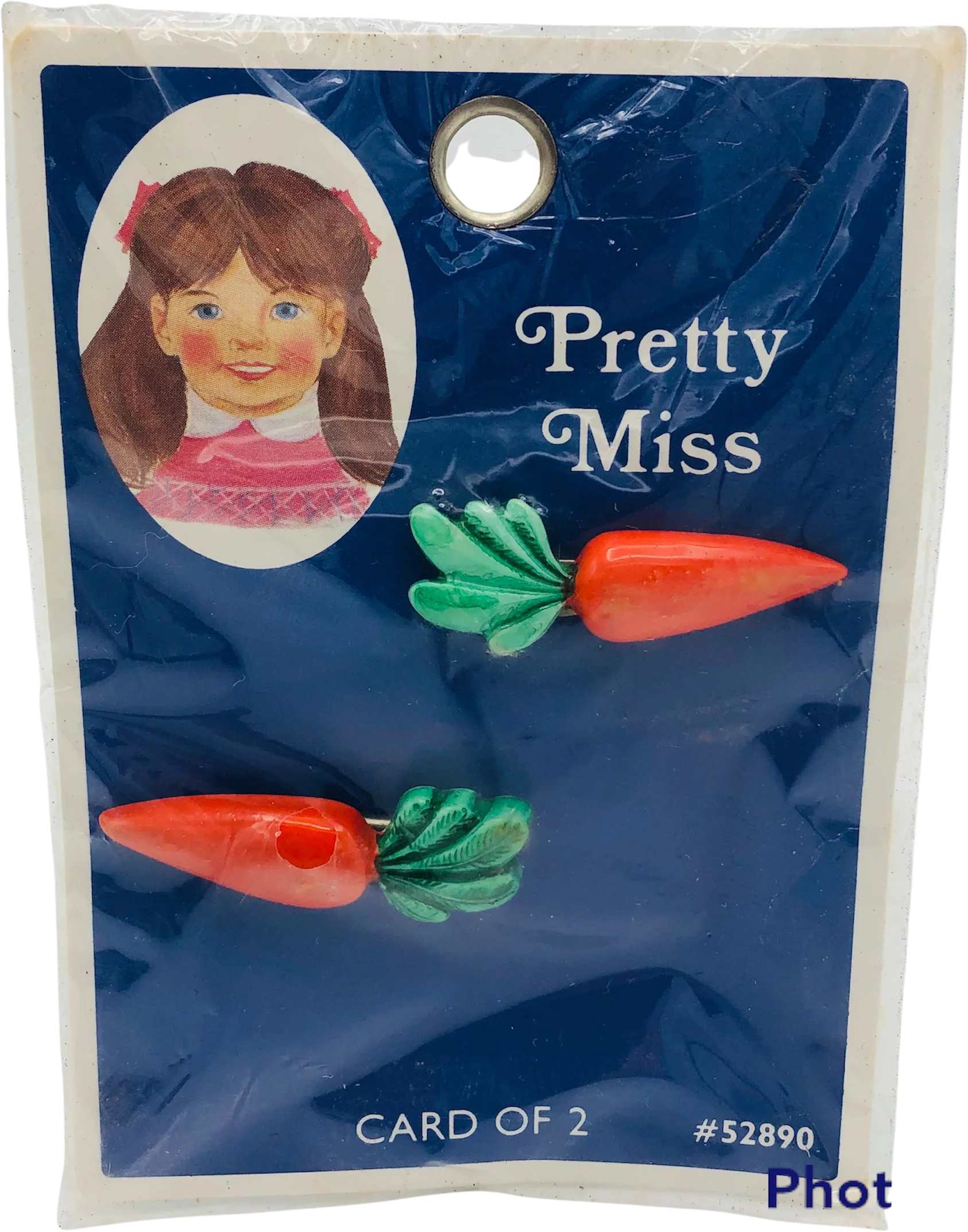 70s/80s Pretty Miss Orange Carrot Hair Barrettes Card Of 2 By Tip-Top Corporation