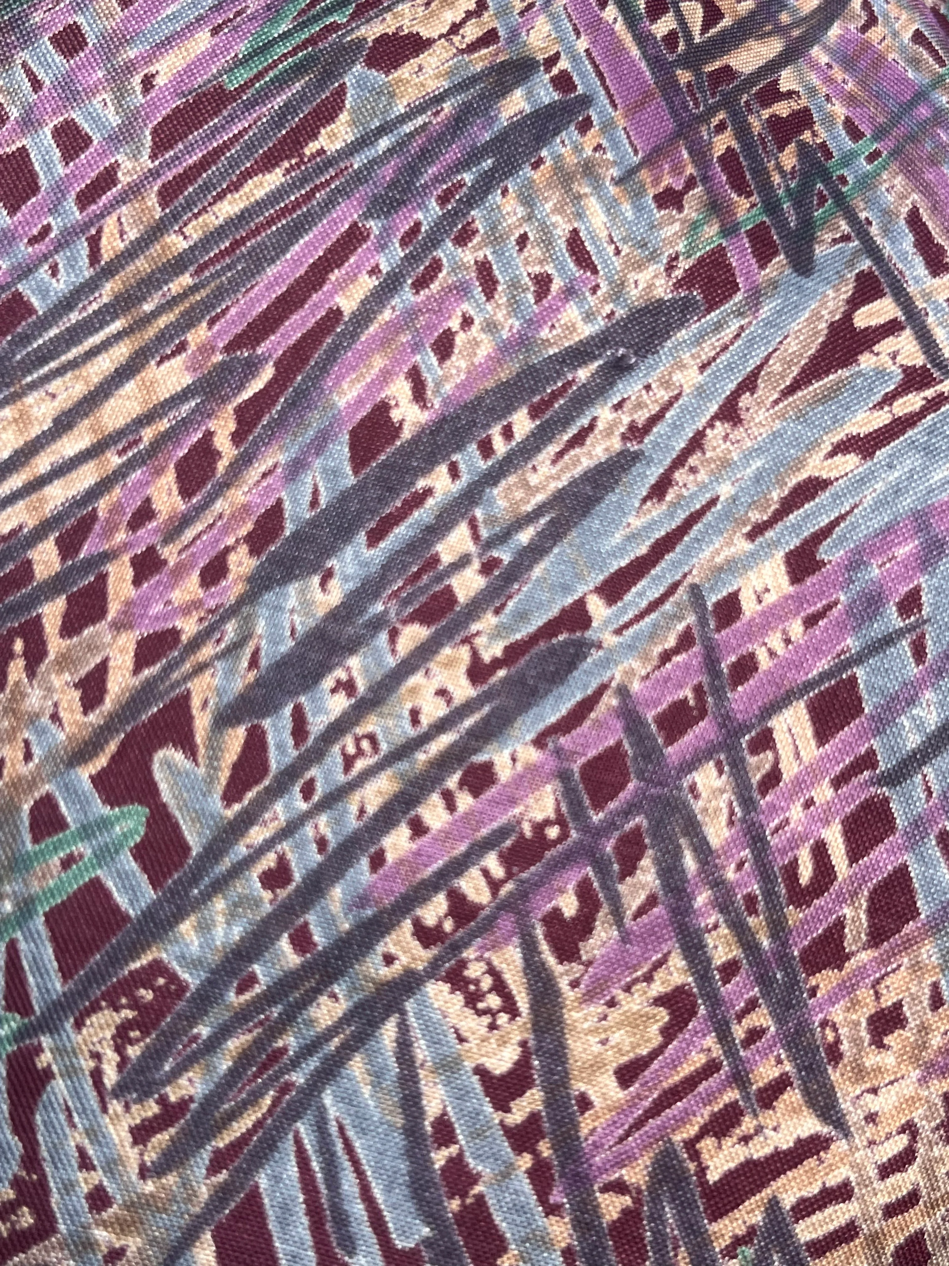 70s/80s Purple Abstract Ascot Blouse By Helen Fabrikant - Image 8
