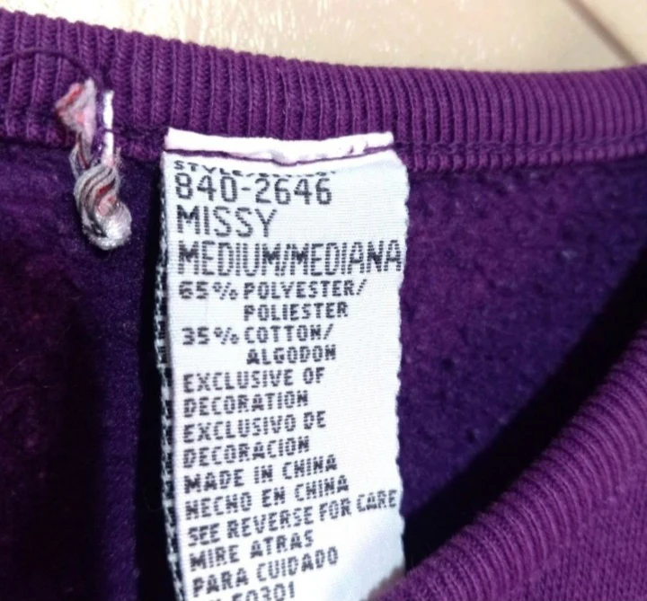 70s/80s Purple Sweatshirt With Floral Embroidery - Image 3
