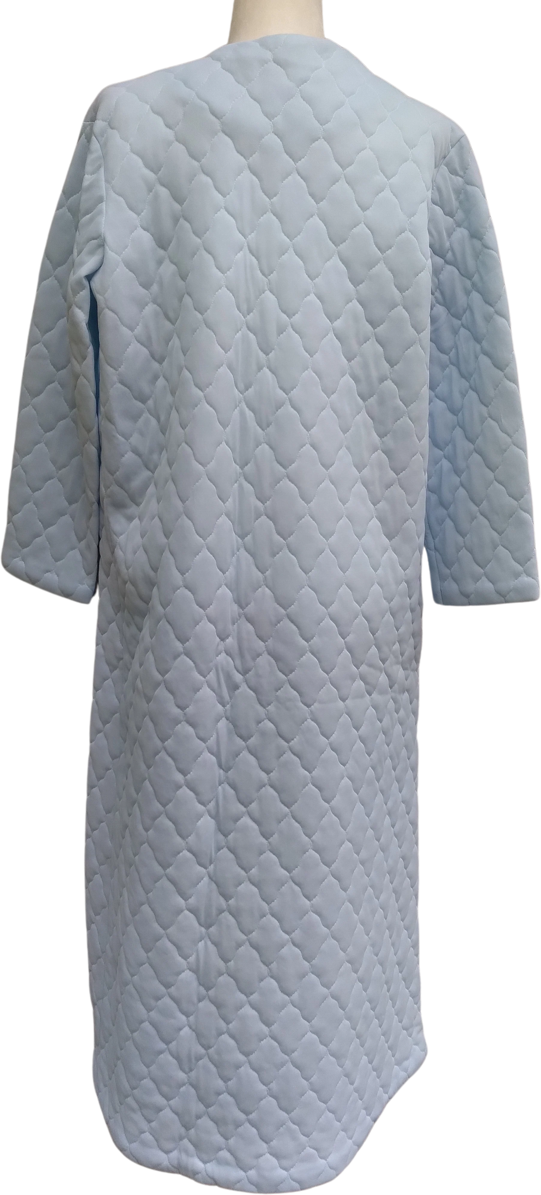 70s/80s Quilted Bed Coat With Floral Lace Trim - Image 2