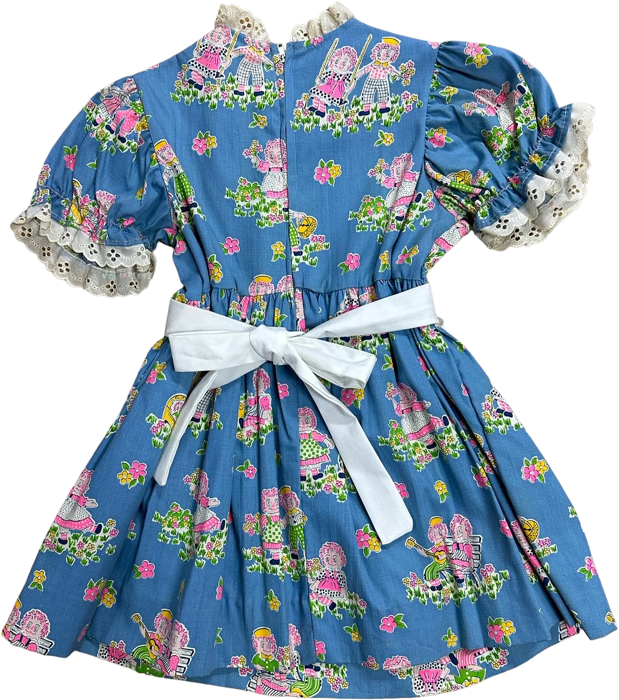 70s/80s Raggedy Ann And Andy Print Dress With Apron Size 6 By Fun Frills - Image 2