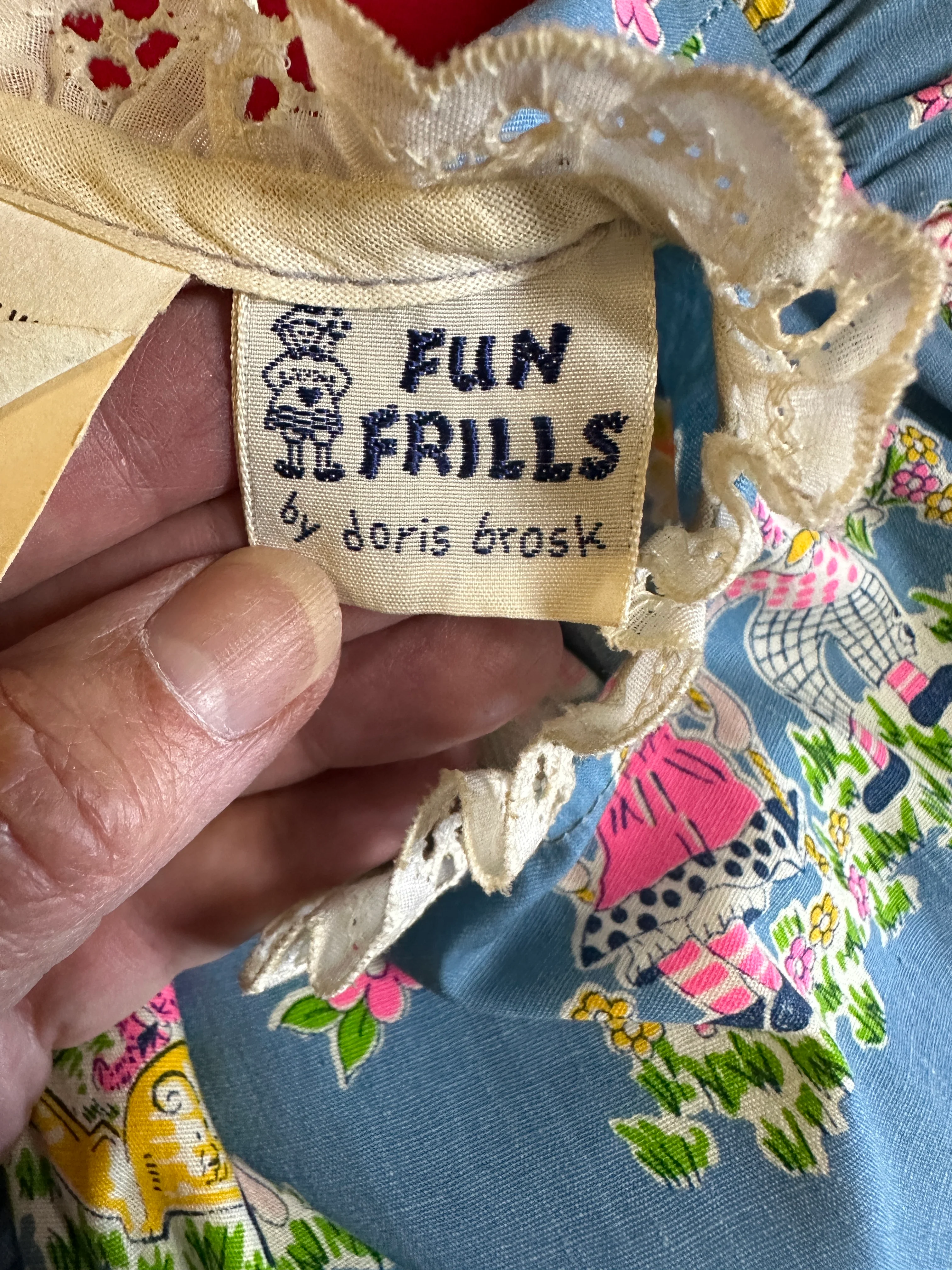 70s/80s Raggedy Ann And Andy Print Dress With Apron Size 6 By Fun Frills - Image 5