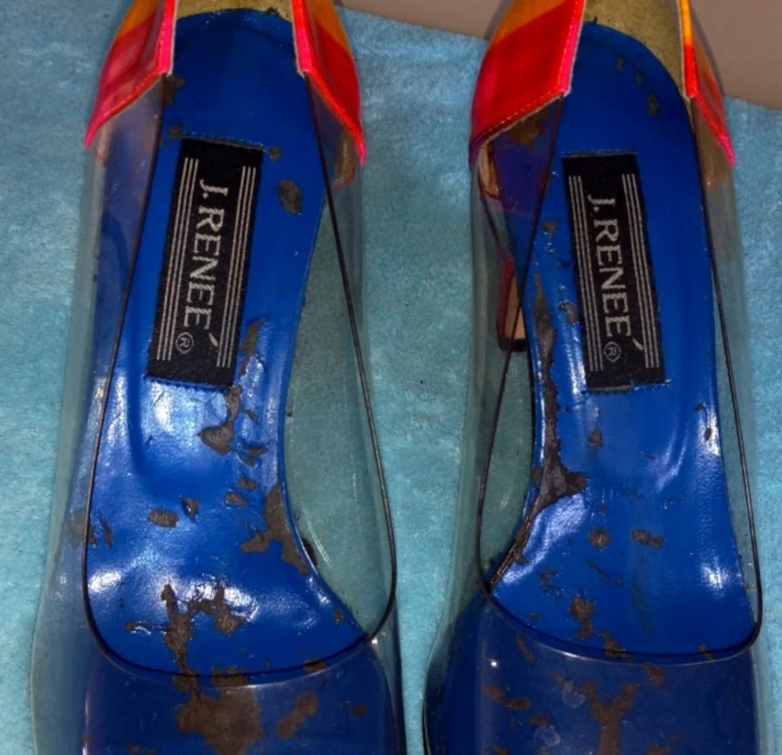 70s/80s Rainbow Multicolor Leather Vinyl 3.25 In Heel By J. Renee' - Image 6