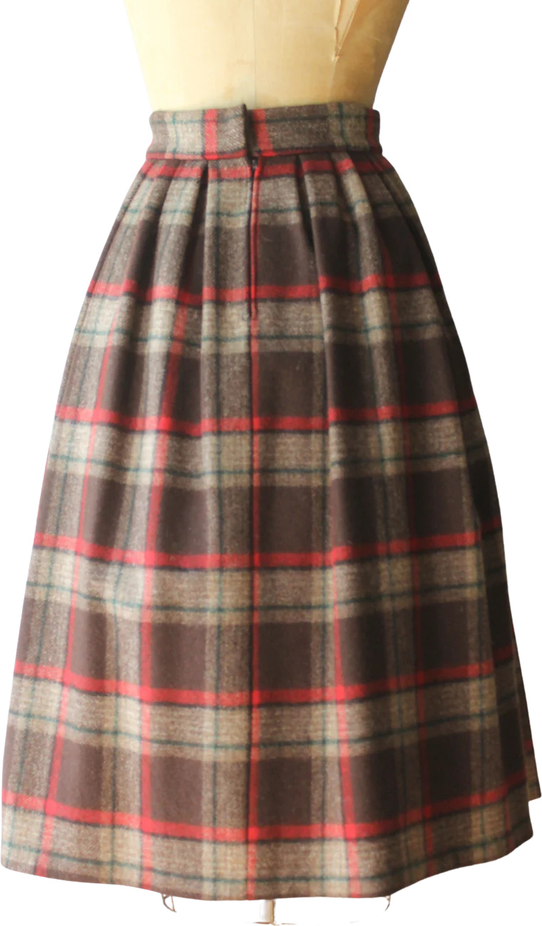 70s/80s Rare Rl Plaid Pleated Wool Skirt Made In Usa By Ralph Lauren - Image 2