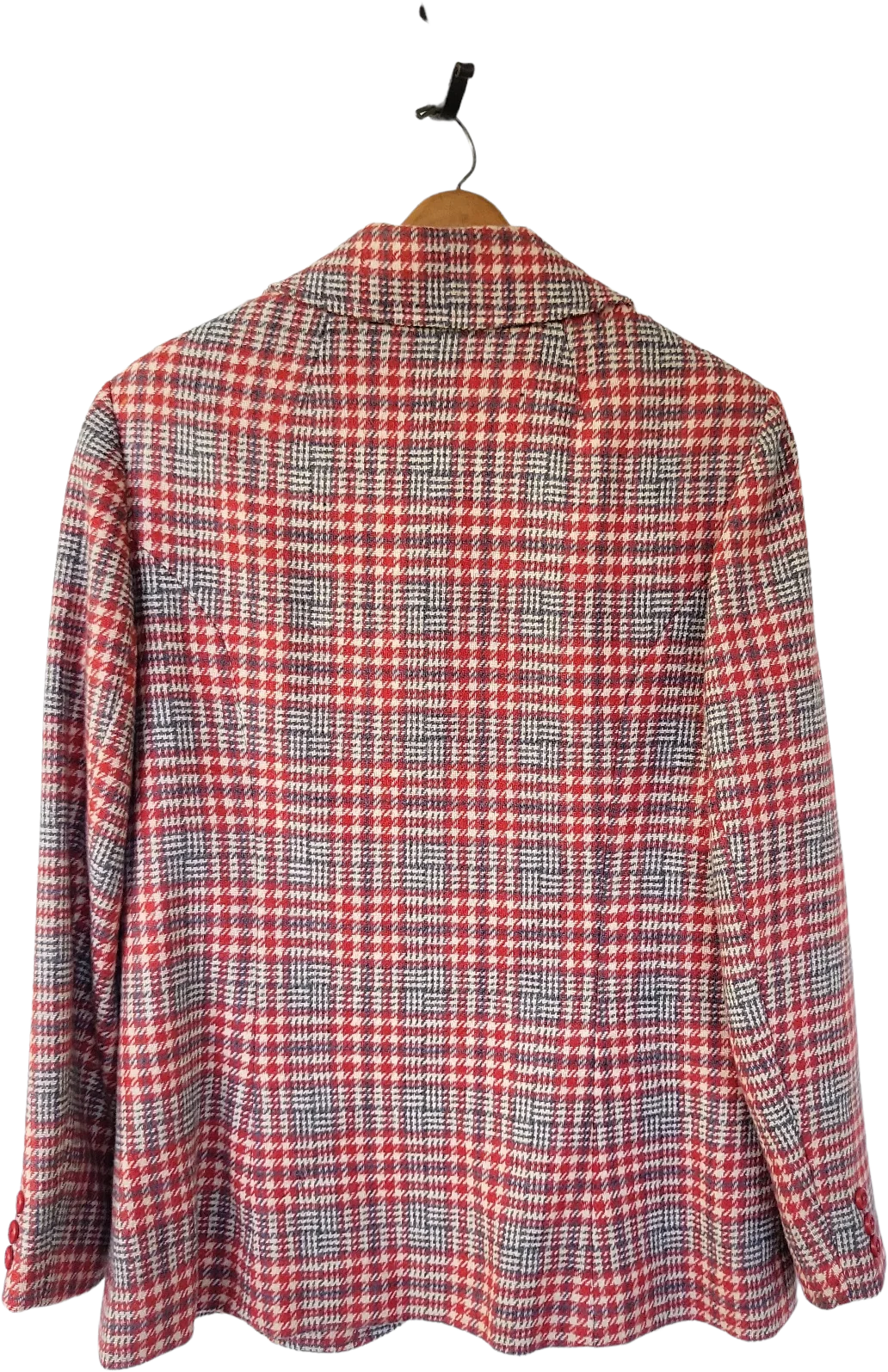 70s/80s Red And Gray Plaid Blazer Jacket By Pendelton - Image 2