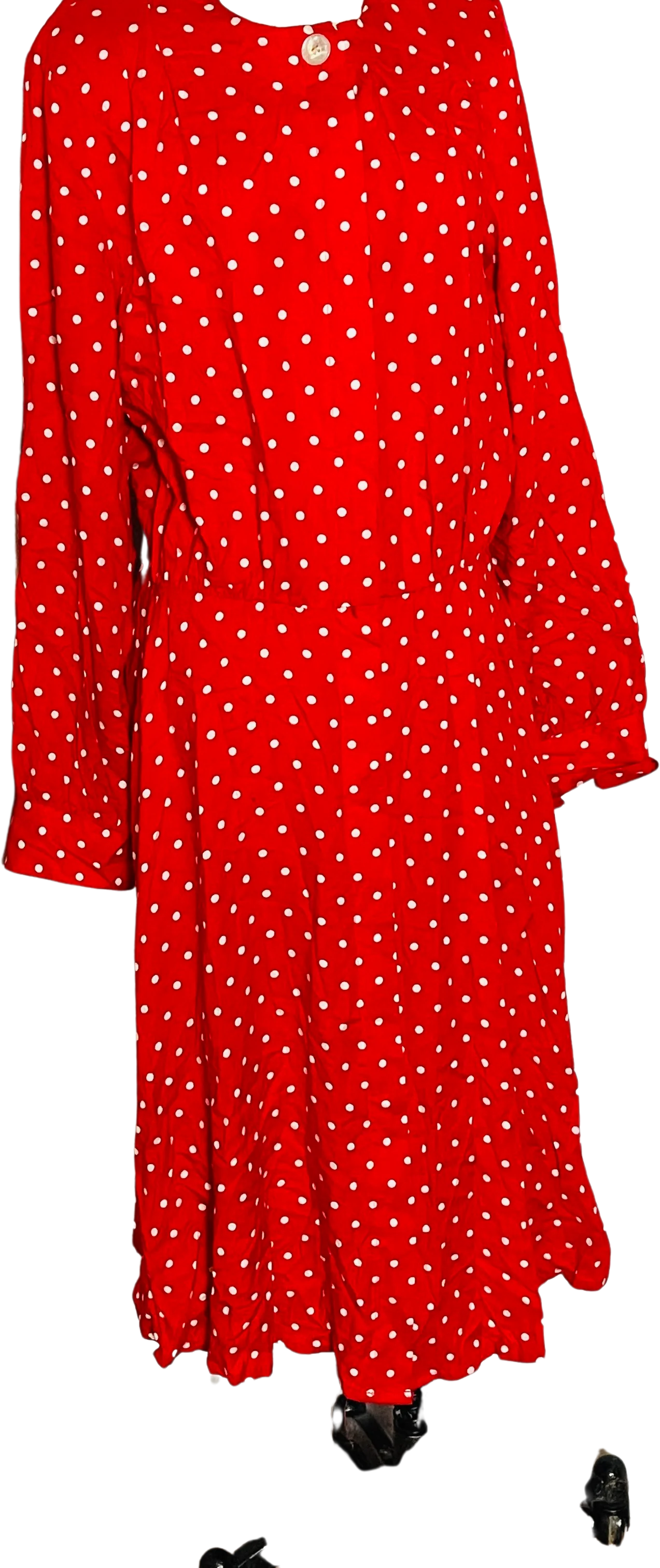 70s/80s Red And White Polka Dot Dress By Ellen Hart