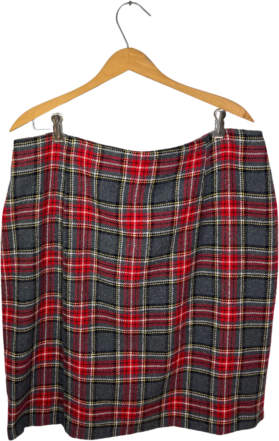 70s/80s Red Charcoal Plaid Italian Wool Mini Skirt