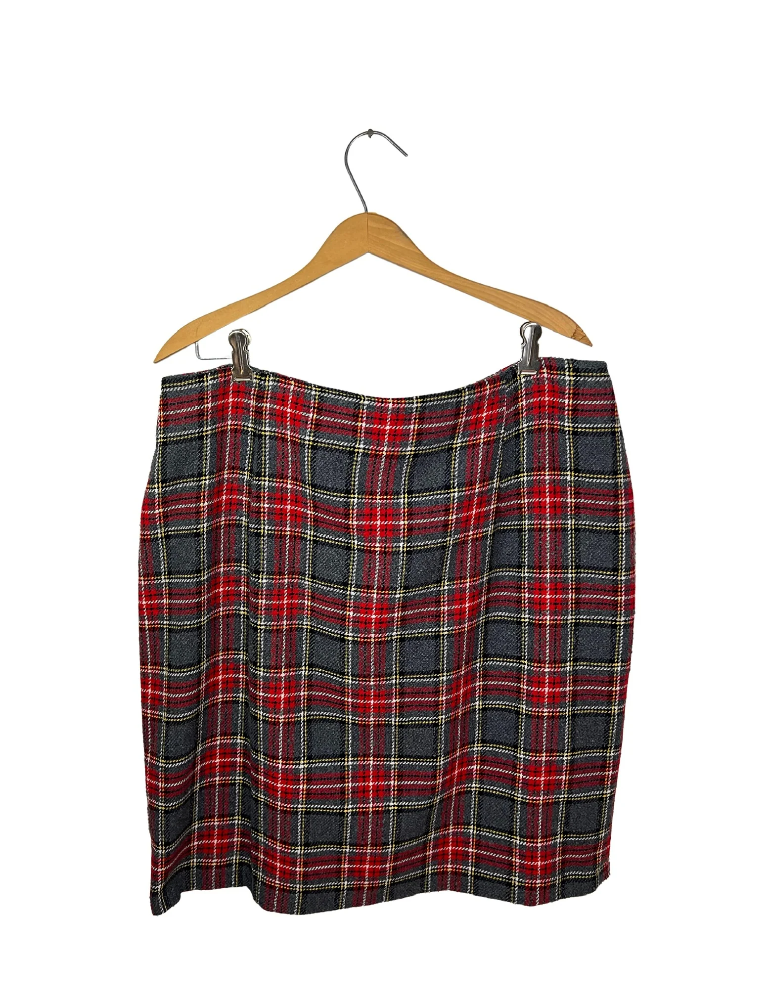 70s/80s Red Charcoal Plaid Italian Wool Mini Skirt - Image 5