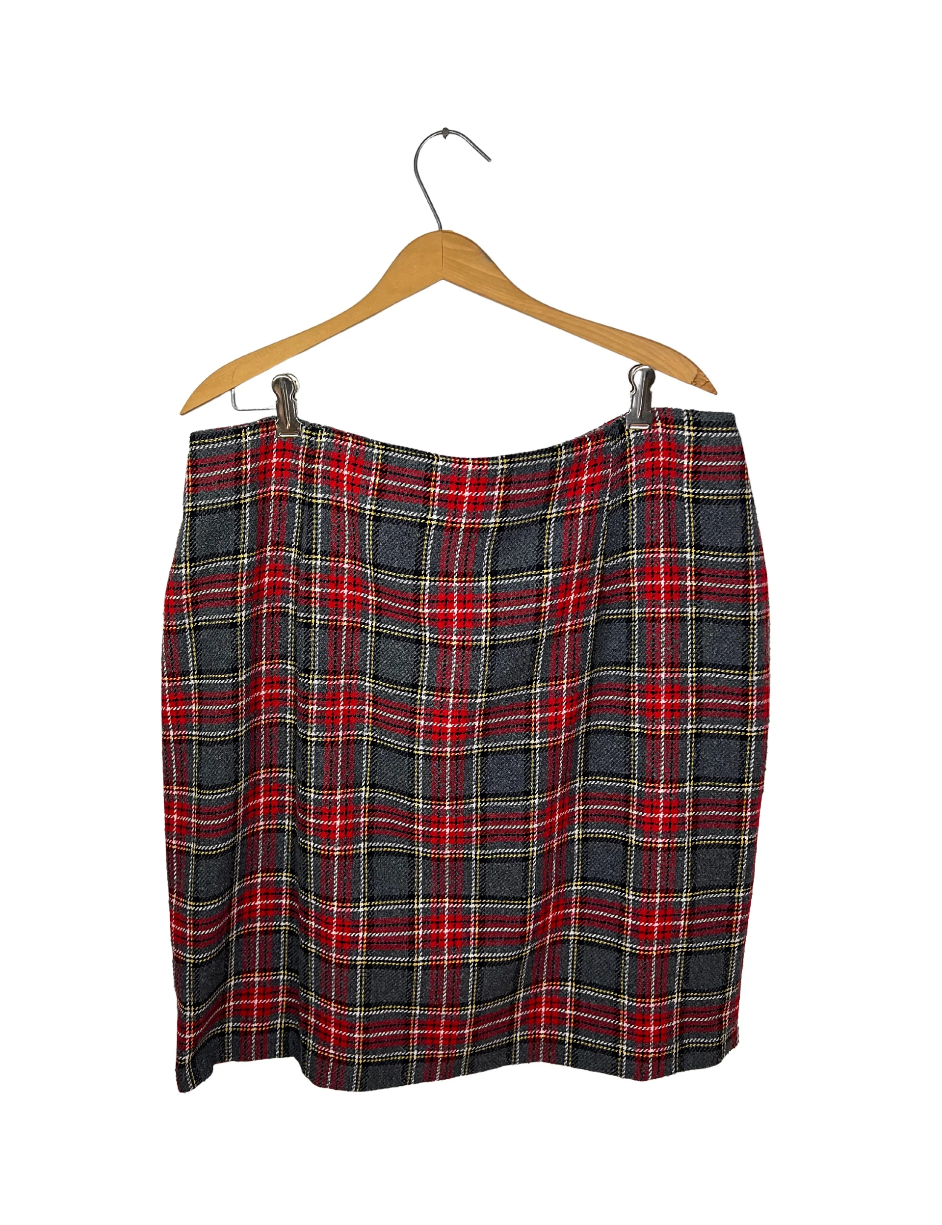 70s/80s Red Charcoal Plaid Italian Wool Mini Skirt - Image 8