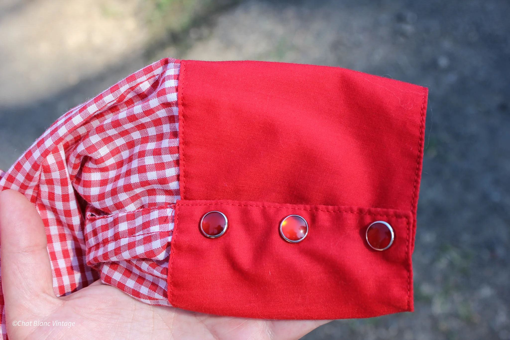 70s/80s Red Check Snap Button Western Button Down - Image 7