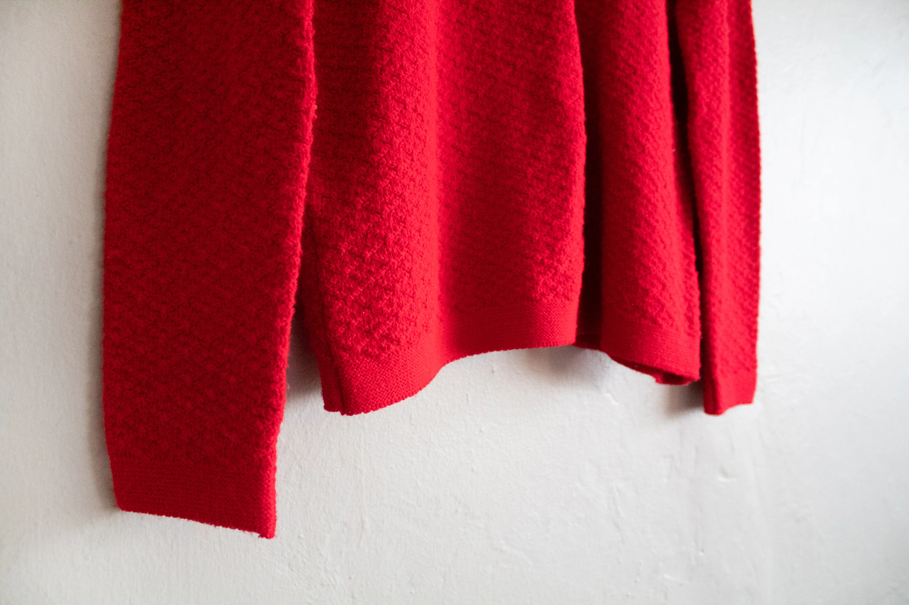 70s/80s Red Knit Button Up Cardigan Medium Large By Cuddle Knit - Image 8