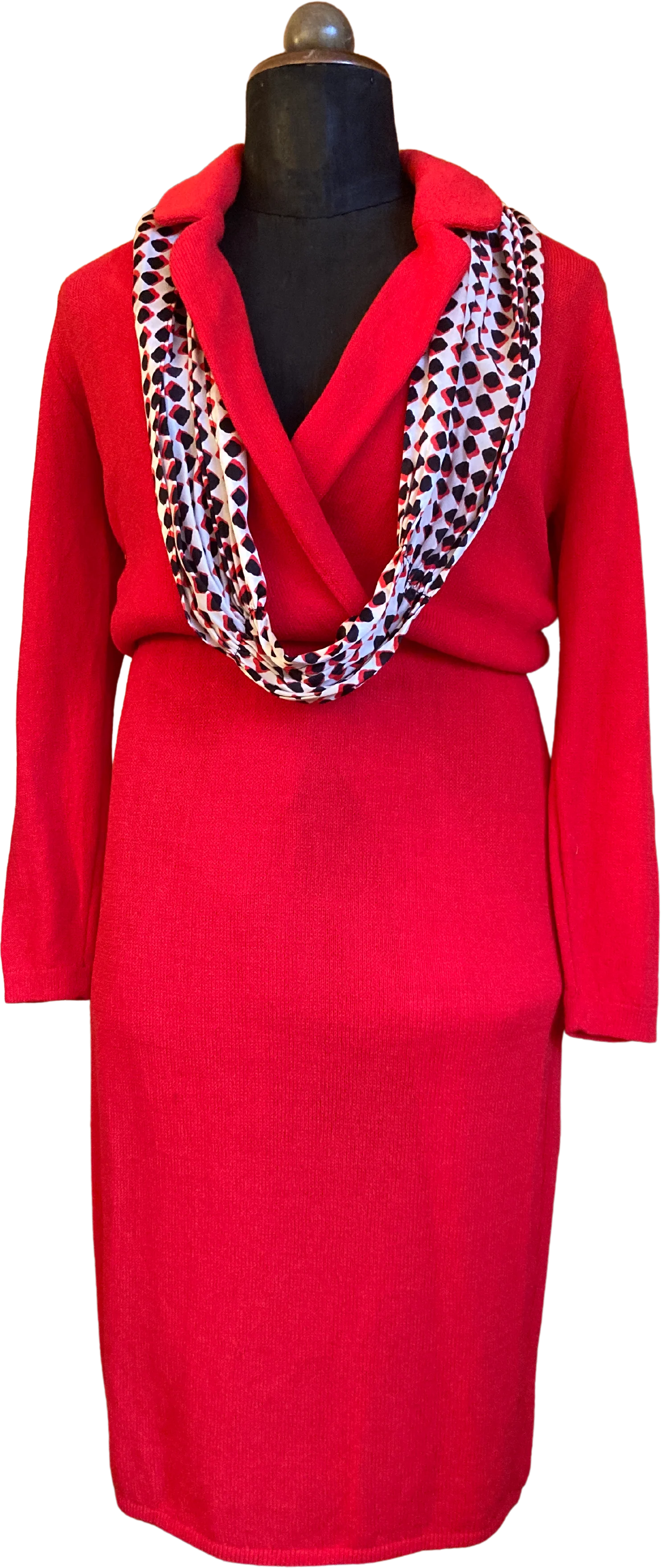70s/80s Red Knit Dress St John For Saks Fifth Ave By St John for Saks Fifth Avenue